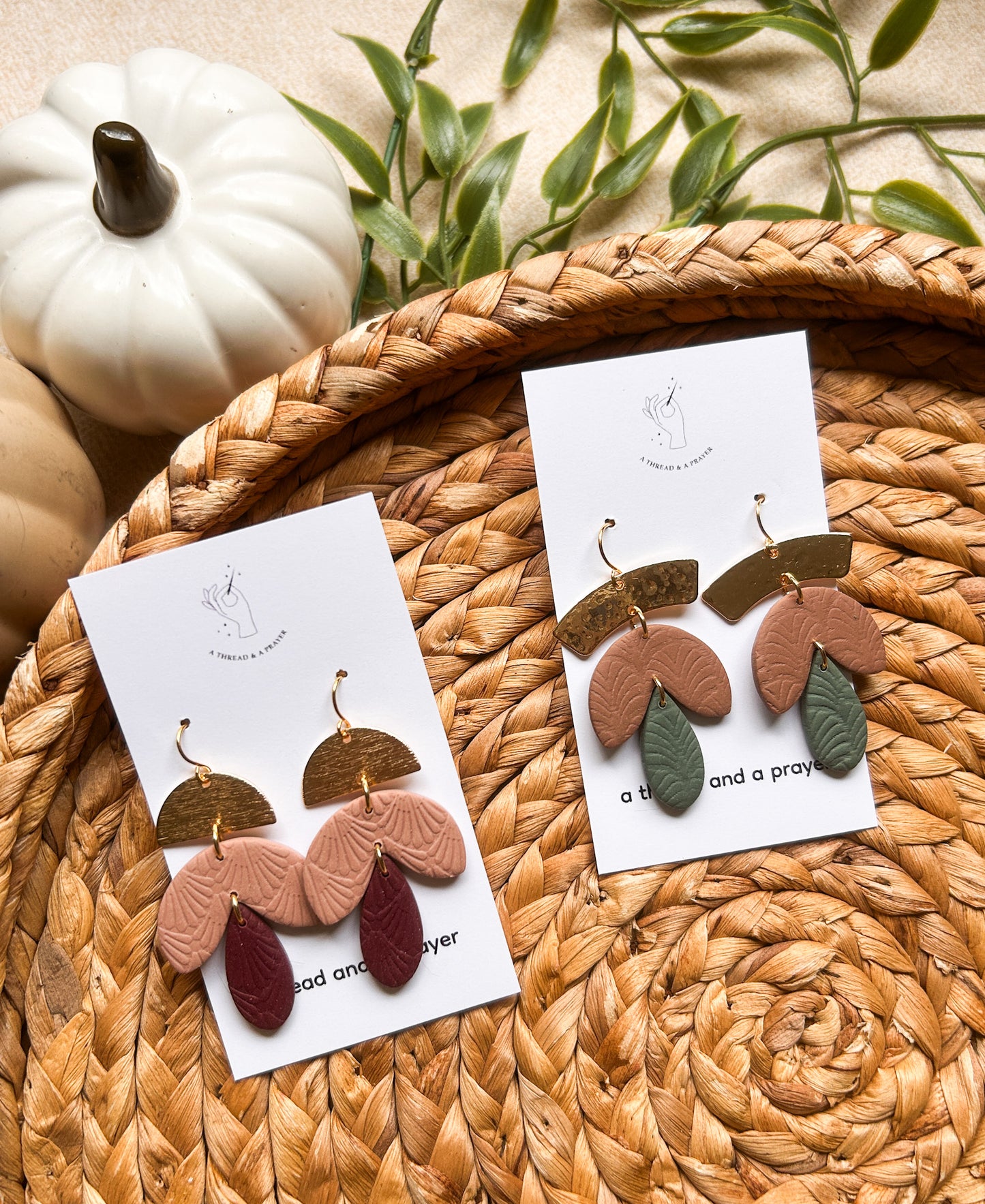 Funky Boho Fall Earrings | Earth Tones | Clay Earrings | Autumn Styles