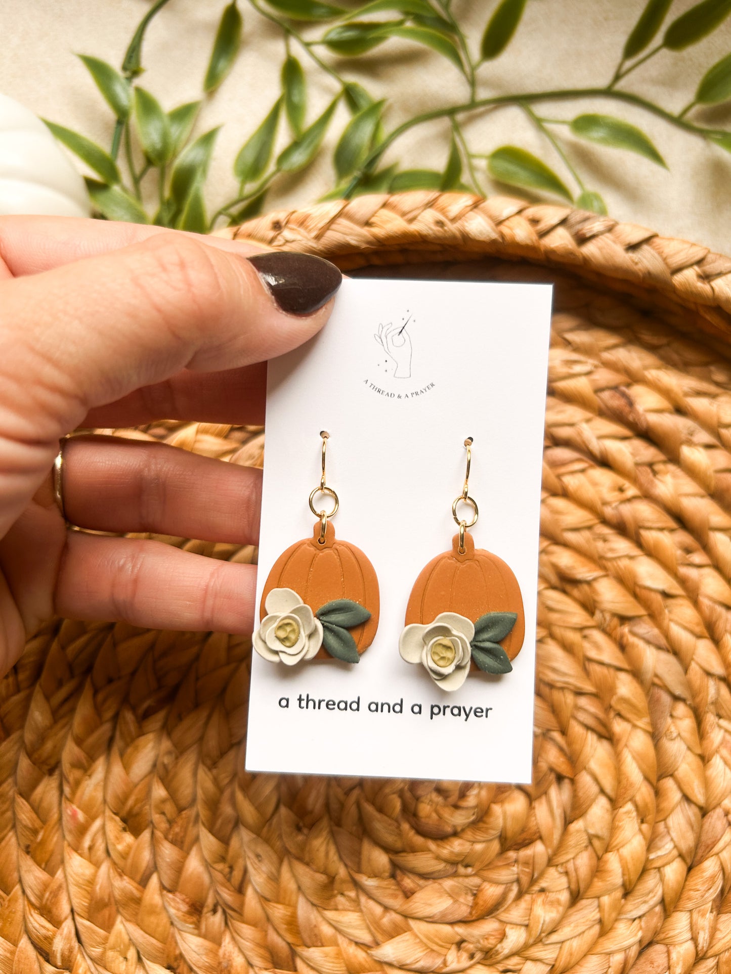 Dainty Pumpkin Floral Earrings | Autumn Colors | Fall Earrings | Earth Tones | Pumpkin Patch | Lightweight