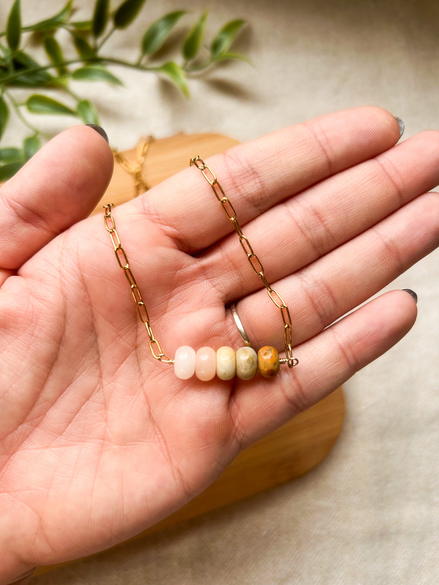 Chunky Chain Fall Bead Necklace | Tarnish Free Necklace | 18in Chain