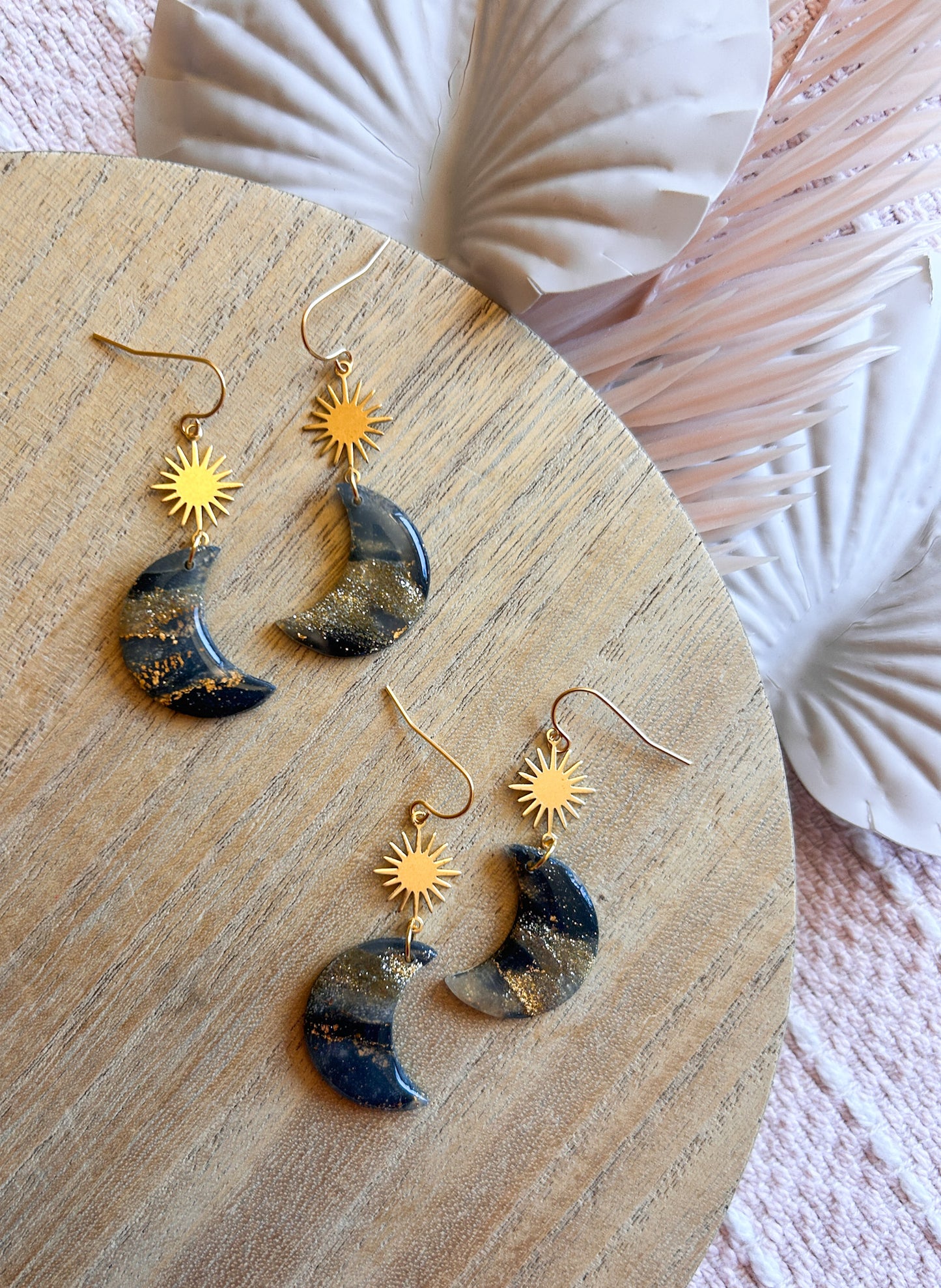 Blue Moon Cute Marble Winter Earrings | Fancy Earrings | Glitter and Shine | Resin Coated Earrings | Lightweight