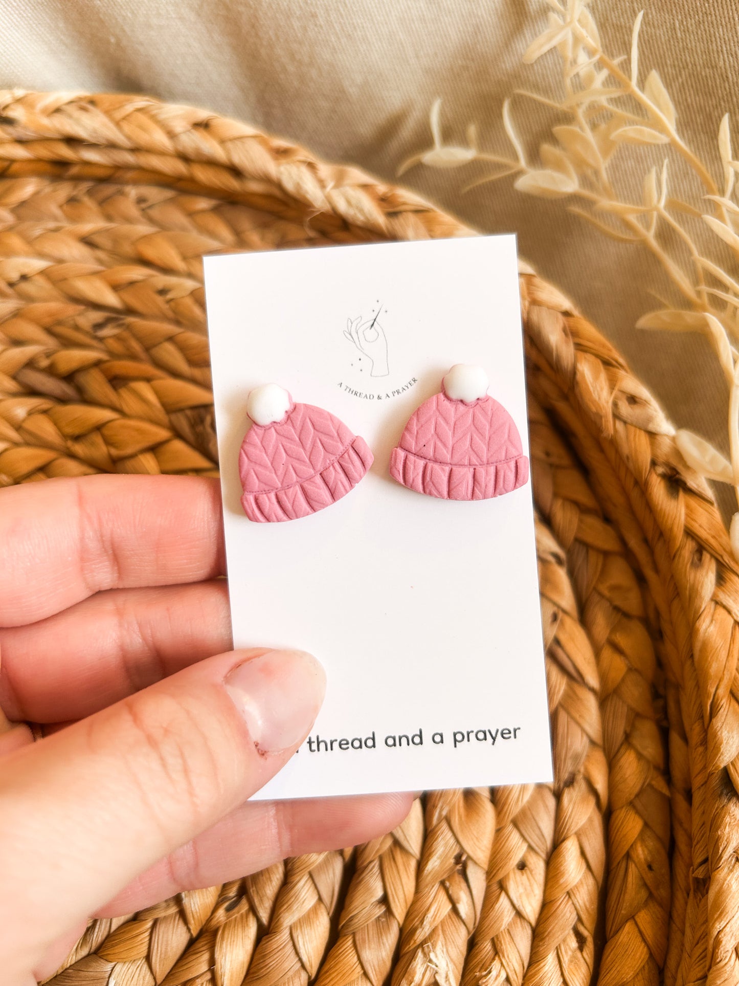 Winter Beanie Clay Studs