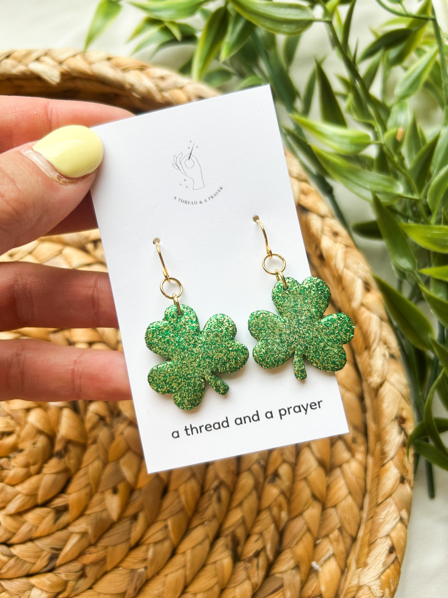 Lucky Horseshoe St. Patricks Day Earrings | Gold and Green | St. Pats | Celebrate | Dogtown | Glitter