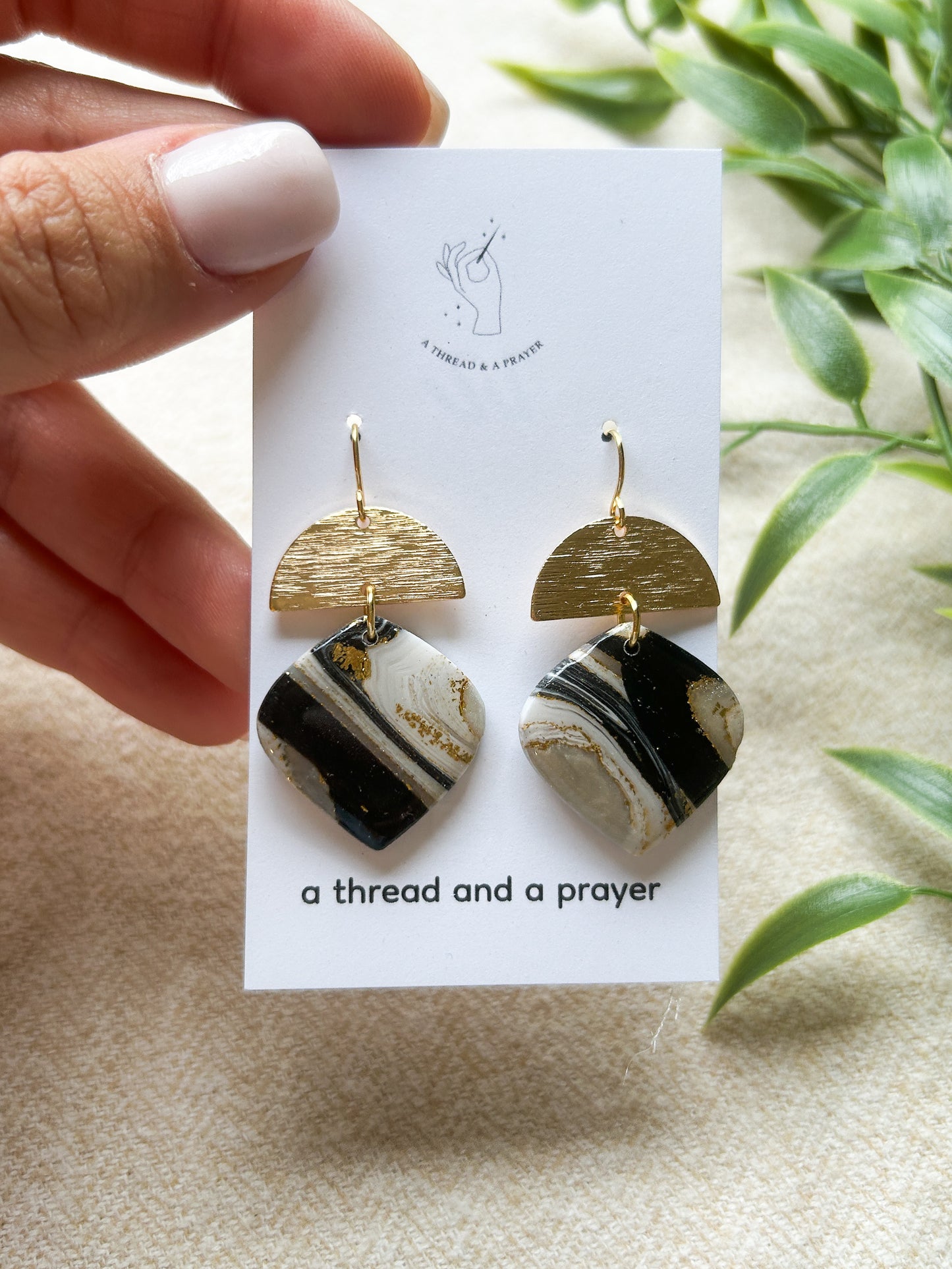 Sophisticated Styles Black and Gold Resin Earrings