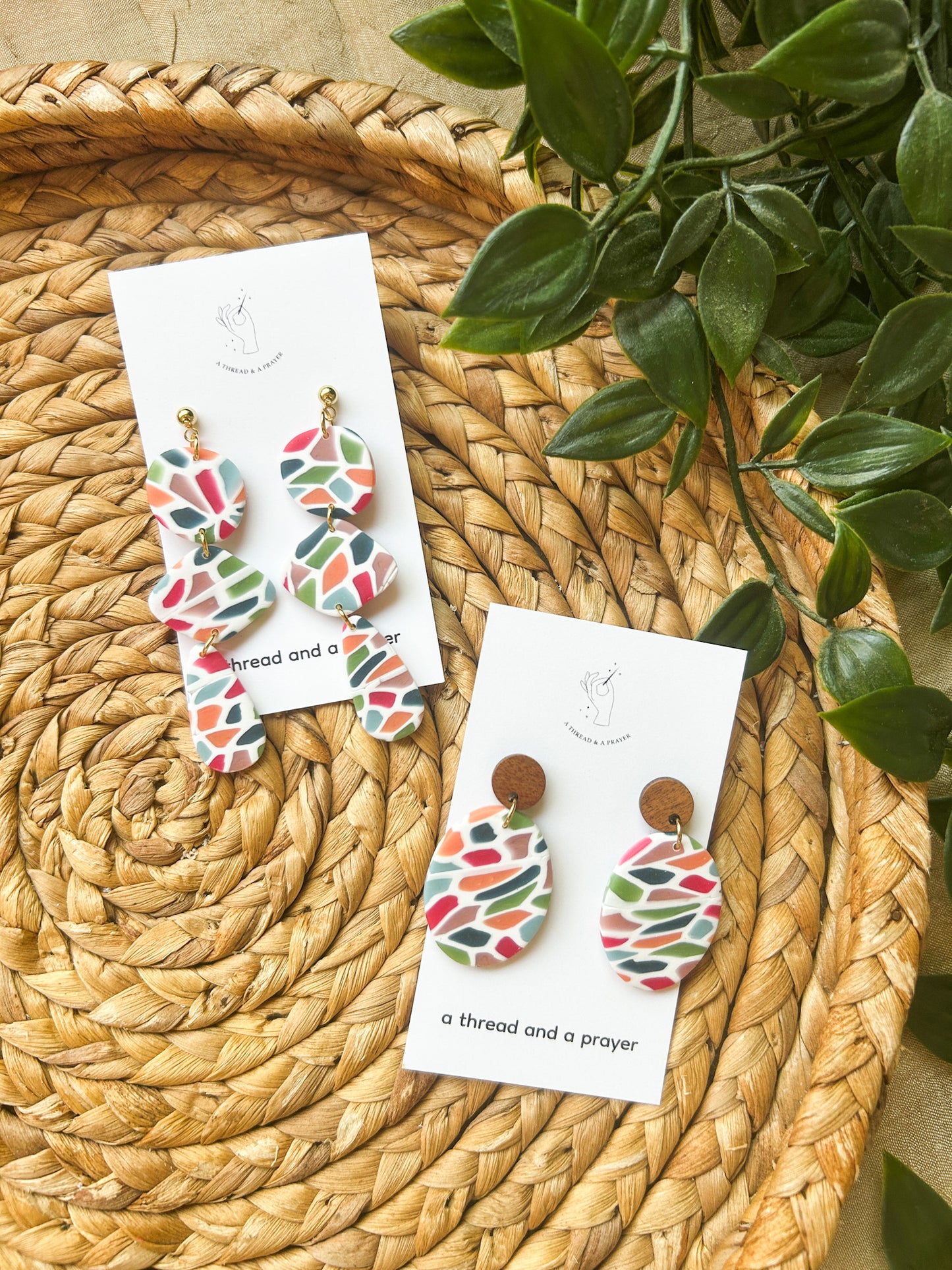 Summer Vibes Stained Glass Style Clay Earrings