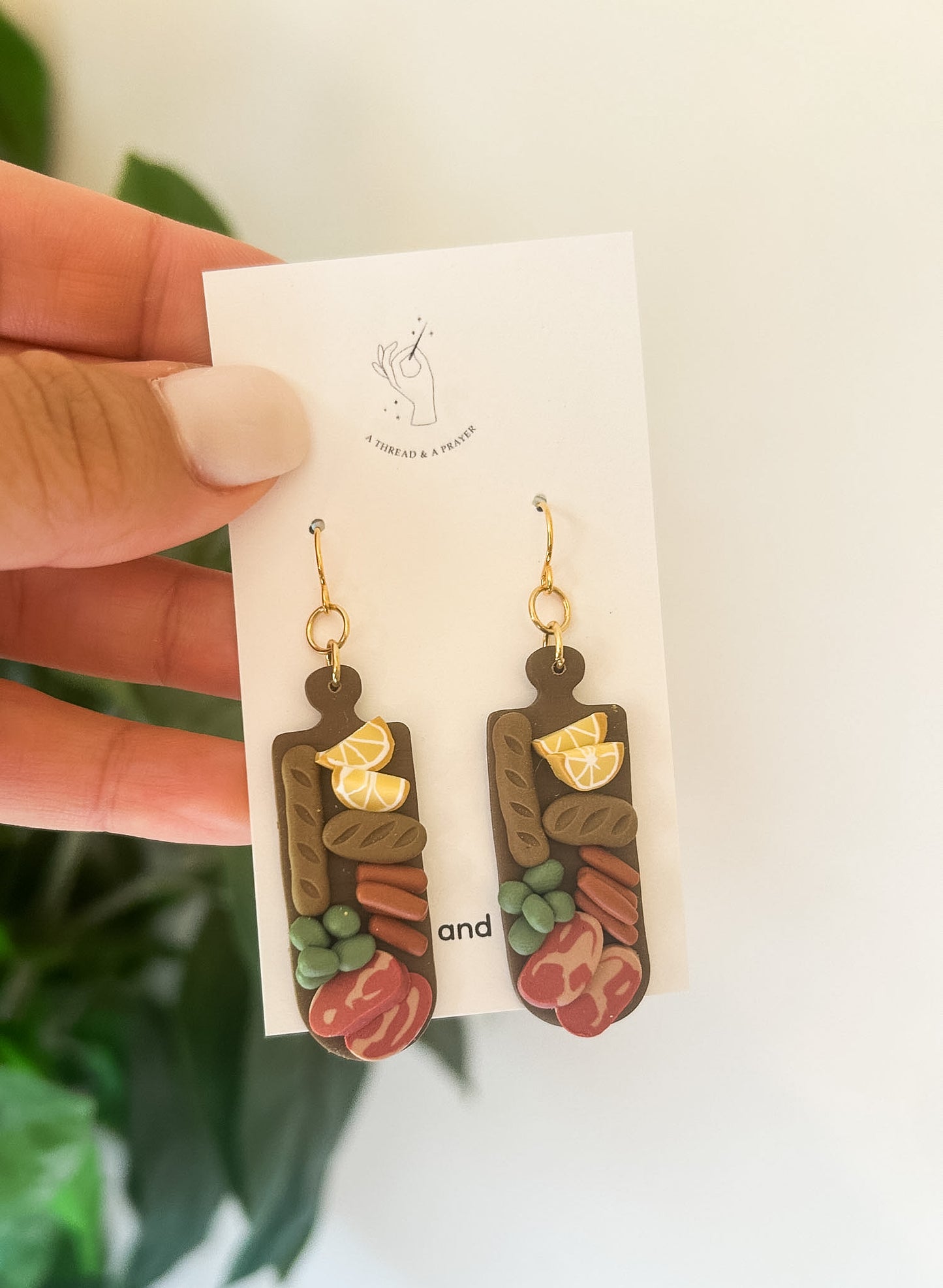 Fruit and Fun Charcuterie and Olive Clay Earrings