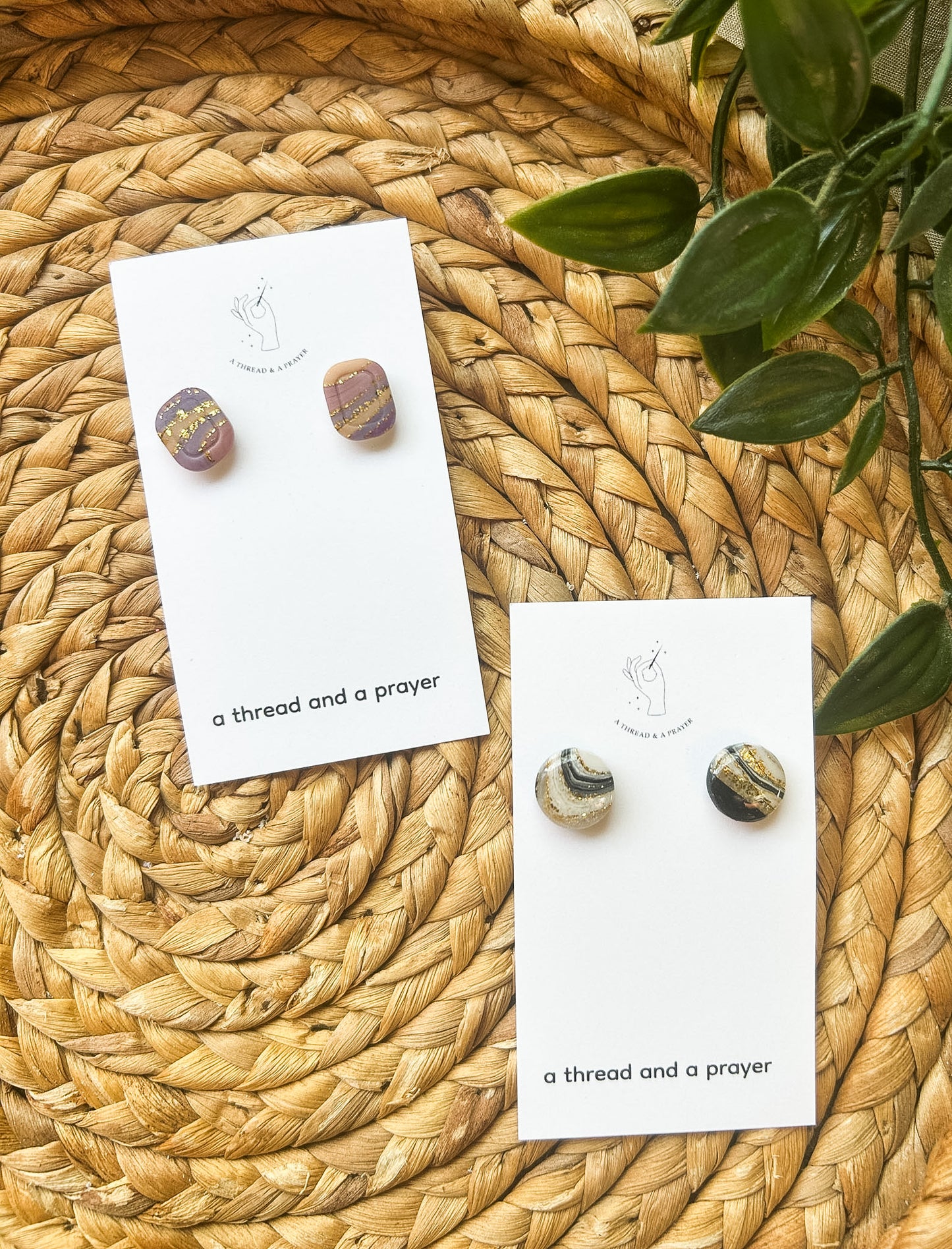 Marble Style Clay Small Studs