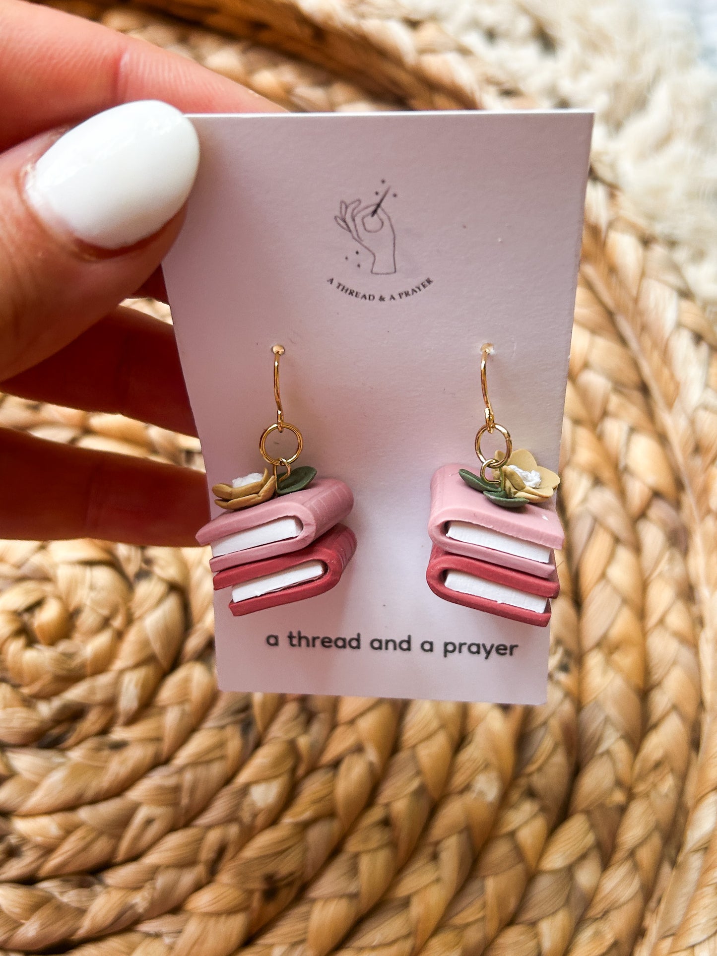 Summer Book Earrings | Library Book Stack | Floral Accents | Library Earrings | Book Earring | Learning is Fun