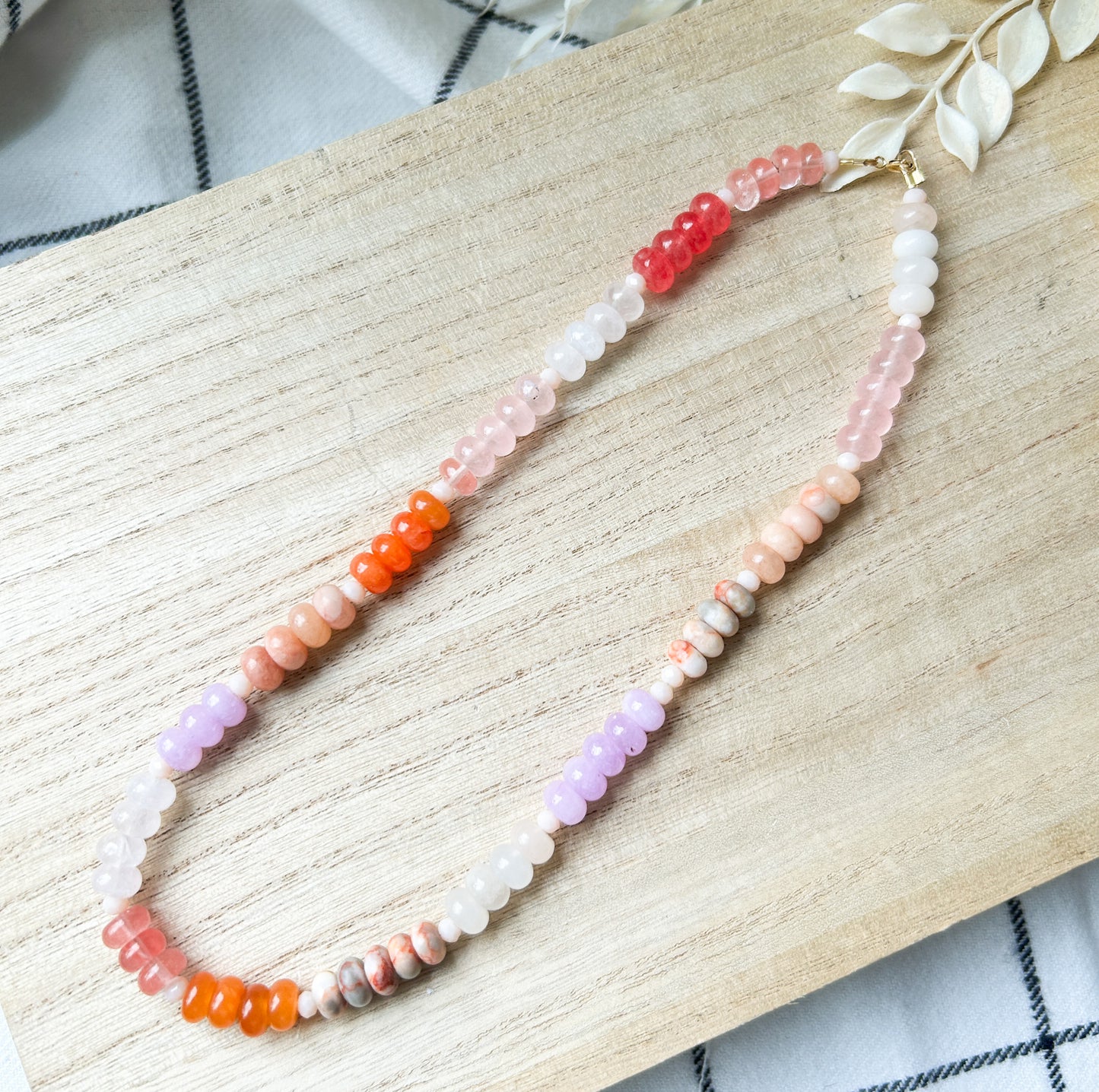 Colorful & Cute Chunky Trend Necklace | Rondelle Beads | Neutral Style | Stacking Jewelry | Layering Necklace | Summer Jewelry