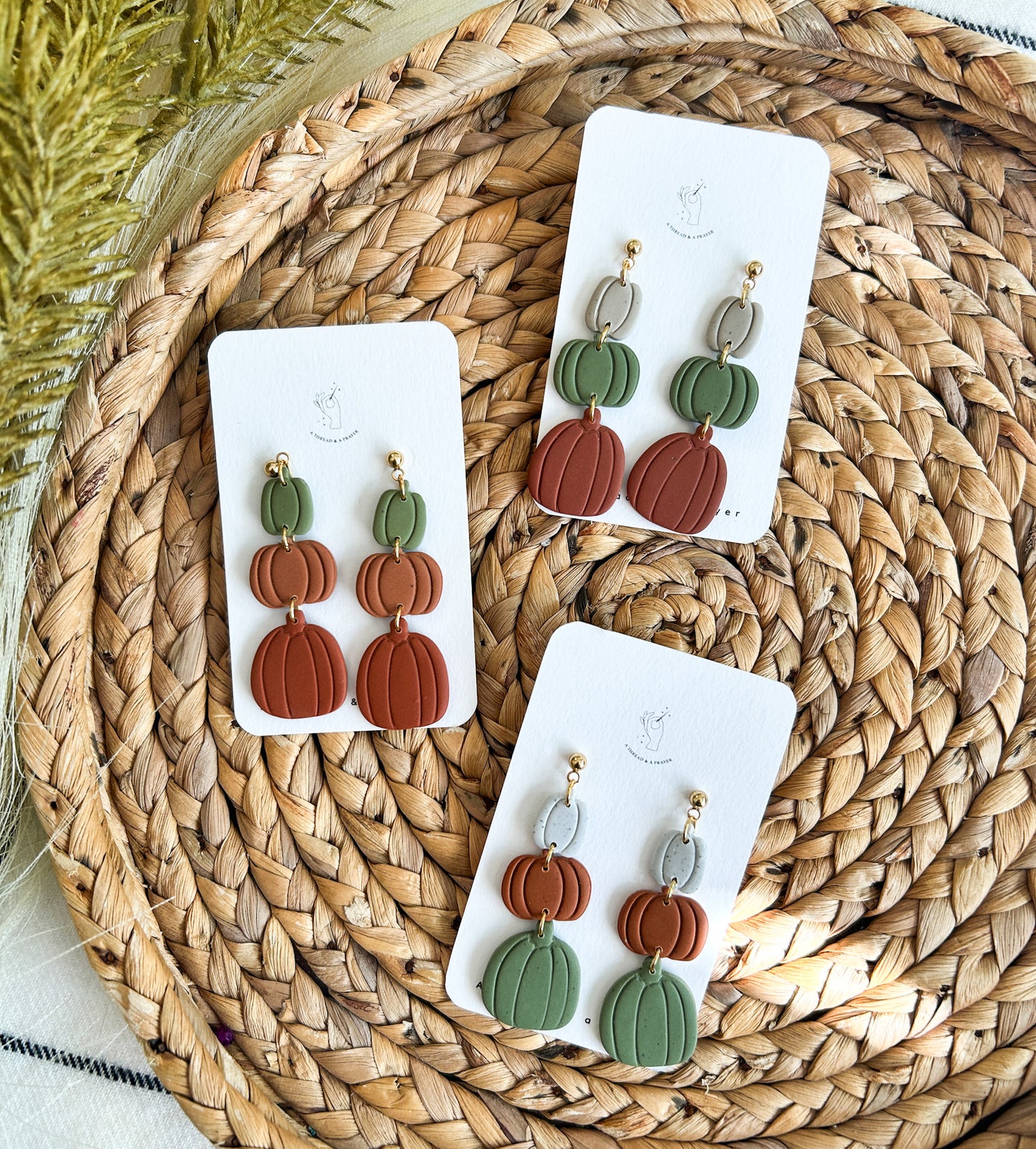 Pumpkin Patch Stacked Gourd Styles | Pumpkin Earrings Clay | Halloween Earrings | Pumpkin Patch | Dainty Earrings | Lightweight