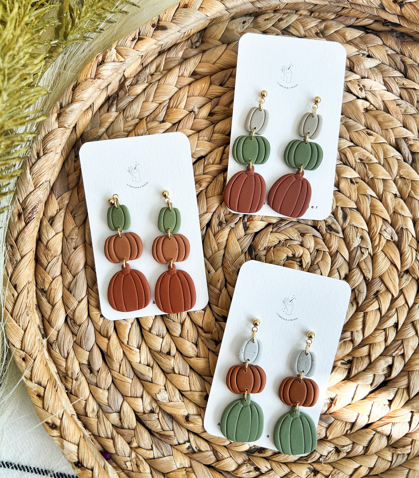 Pumpkin Patch Stacked Gourd Styles | Pumpkin Earrings Clay | Halloween Earrings | Pumpkin Patch | Dainty Earrings | Lightweight