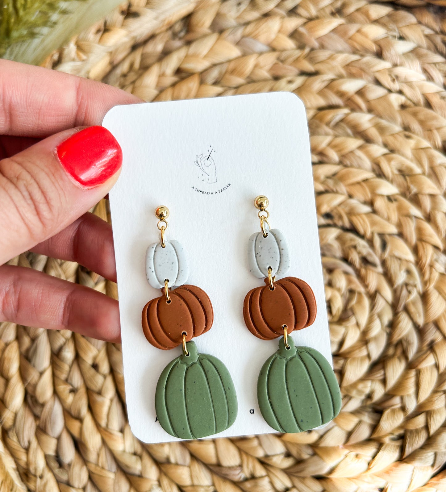 Pumpkin Patch Stacked Gourd Styles | Pumpkin Earrings Clay | Halloween Earrings | Pumpkin Patch | Dainty Earrings | Lightweight