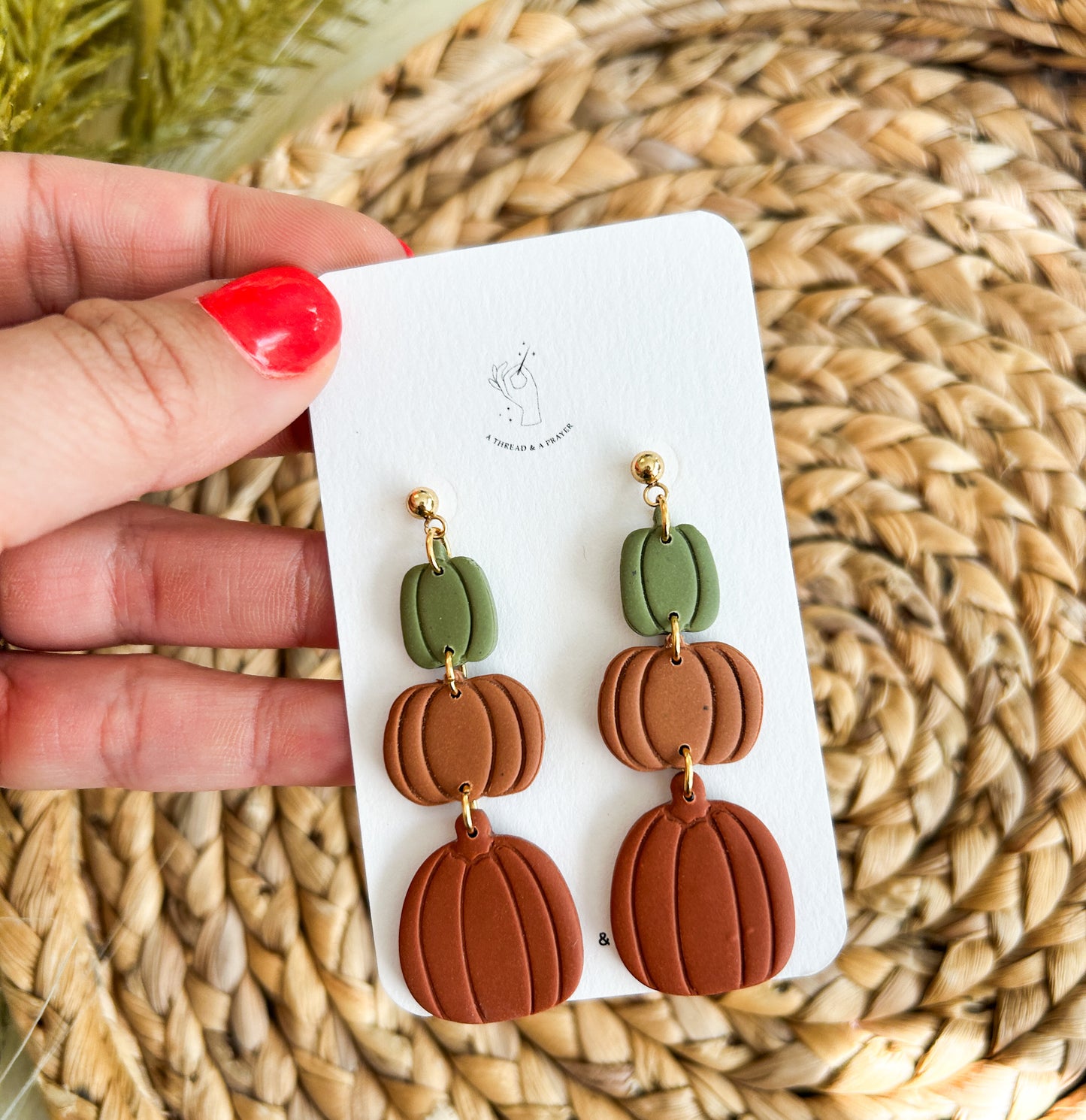 Pumpkin Patch Stacked Gourd Styles | Pumpkin Earrings Clay | Halloween Earrings | Pumpkin Patch | Dainty Earrings | Lightweight