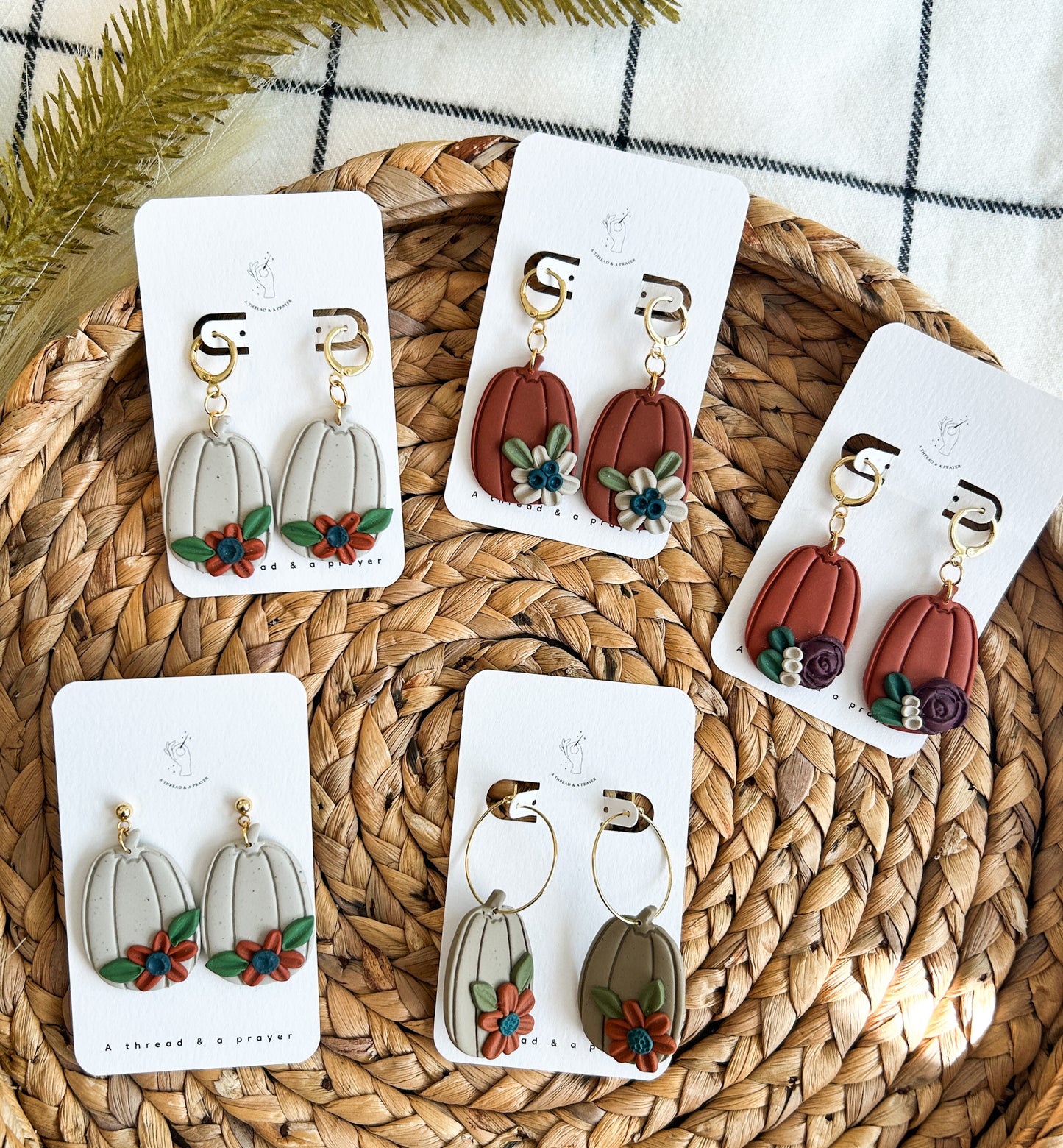 Cute Boho Pumpkin Styles | Pumpkin Earrings Clay | Halloween Earrings | Pumpkin Patch | Dainty Earrings | Lightweight