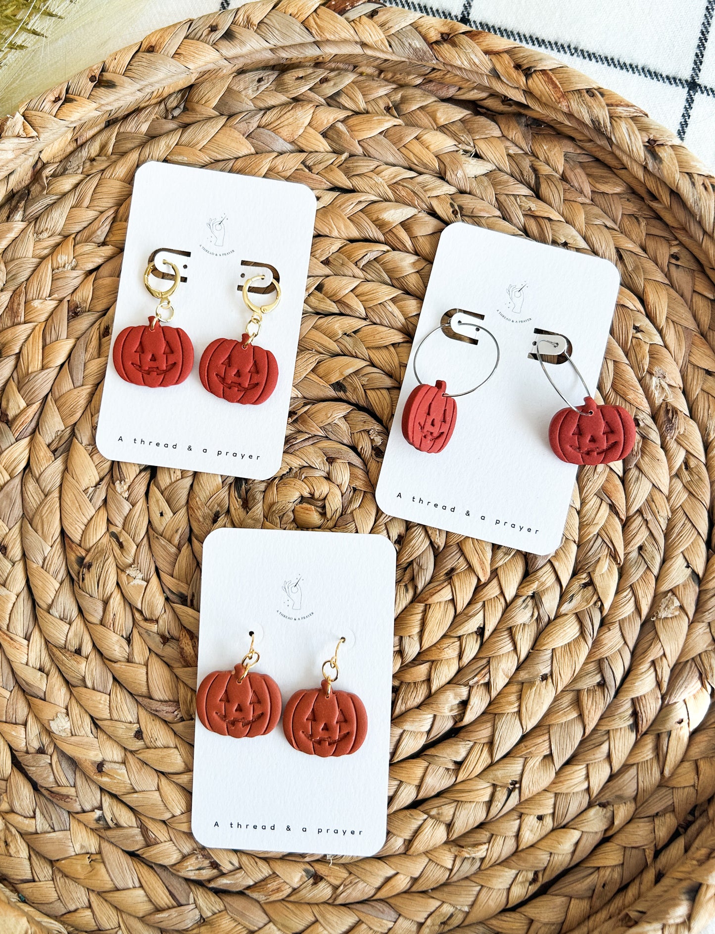 Bright Orange Jack O' Lanterns | Halloween | Autumn Earrings | Pumpkins | Dainty Earrings | Lightweight
