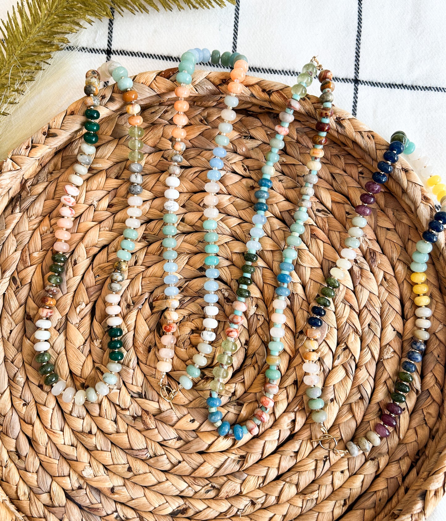 Fall Vibes Chunky Neutrals Beaded Necklace | Rondelle Beads | Neutral Style | Stacking Jewelry | Layering Necklace | Summer Jewelry