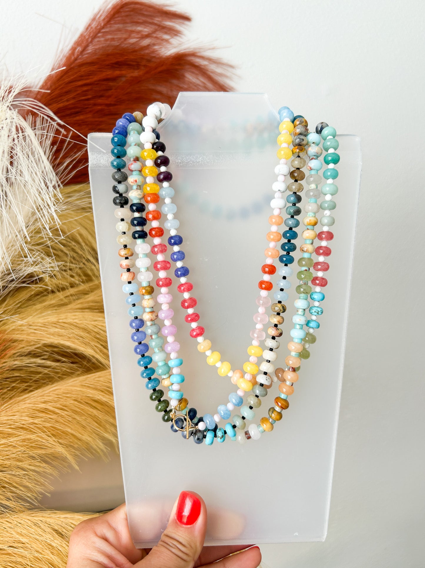 Flirty and Cute Chunky Bright Beaded Necklace | Rondelle Beads | Neutral Style | Stacking Jewelry | Layering Necklace | Summer Jewelry