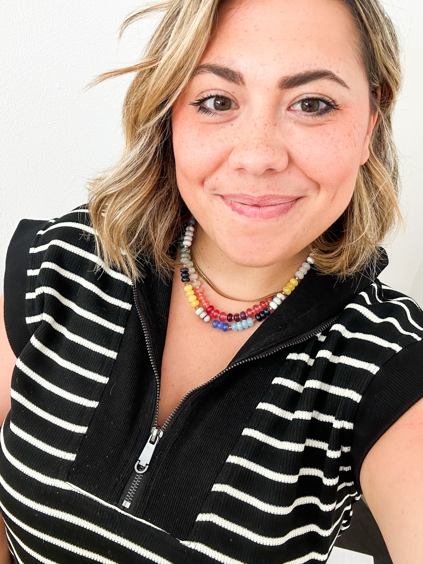 Bright and Cute Beaded Necklace | Rondelle Beads | Neutral Style | Stacking Jewelry | Layering Necklace | Summer Jewelry