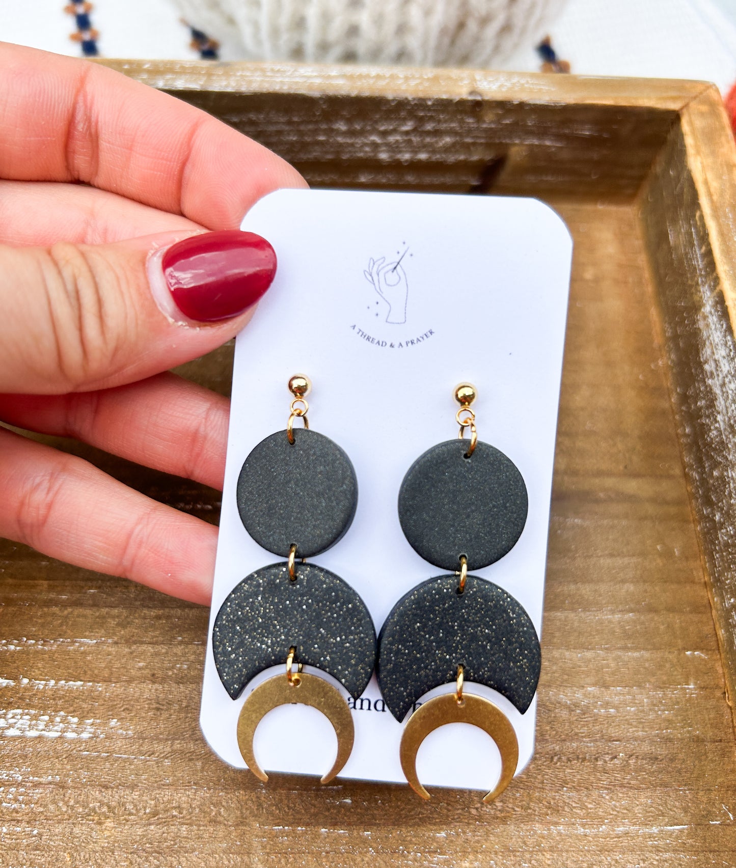 Calling all Witches Vitches Cute Brass Moon Clay Earrings | Halloween | Autumn Earrings | Mystical Moons | Dainty Earrings | Lightweight