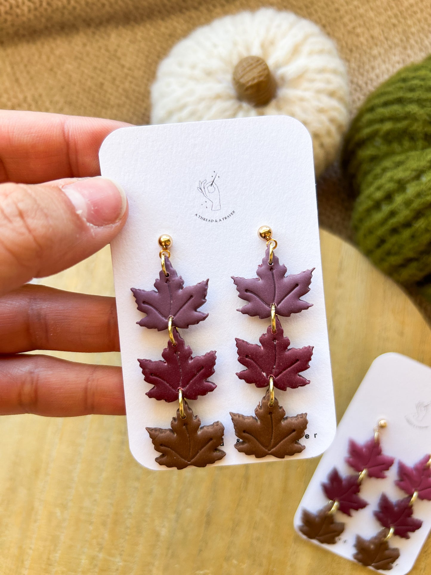 Autumn Leaves in Shades of Pink & Brown | Clay Dangles | Floral Jewelry | Handmade Earrings | Fall Styles