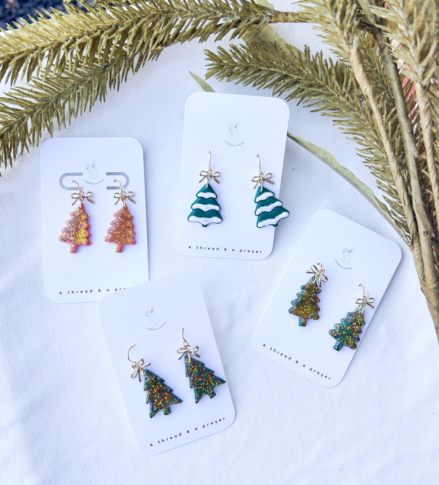 Sparkle & Shine Christmas Tree Dangles | Clay Earrings | Holiday | Stocking Stuffer Ideas | Christmas Earrings | Lightweight