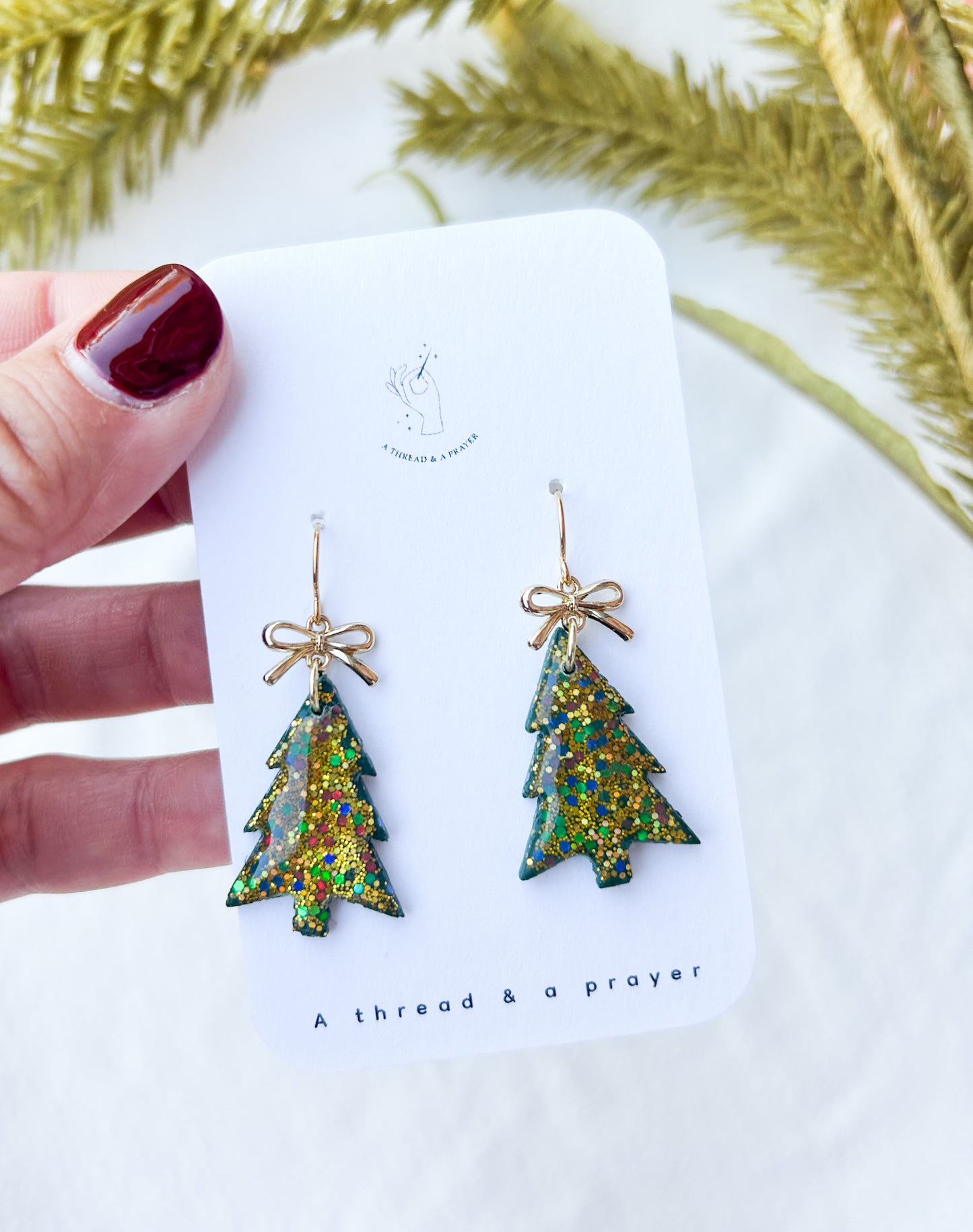 Sparkle & Shine Christmas Tree Dangles | Clay Earrings | Holiday | Stocking Stuffer Ideas | Christmas Earrings | Lightweight
