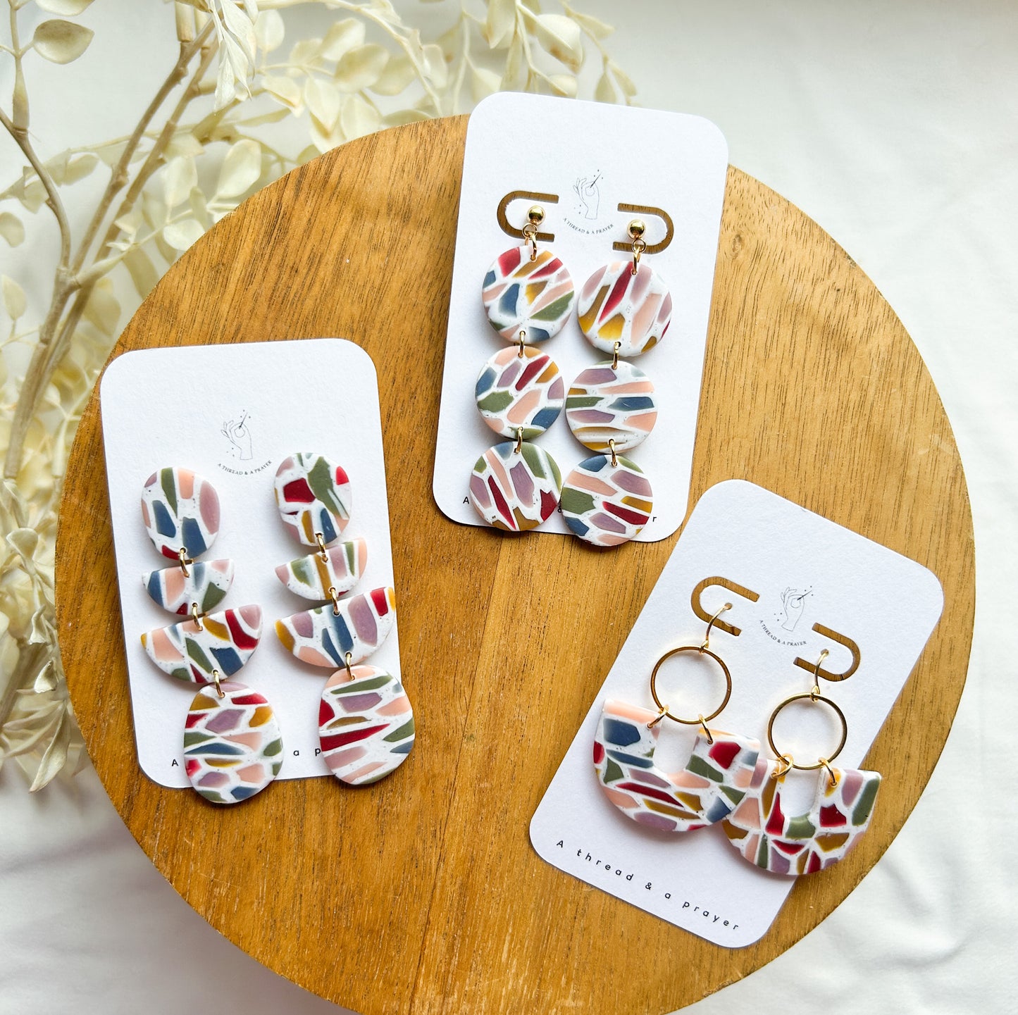 Winter Stained Glass Style Earrings | Winter Dangles | Cute Jewelry | Handmade Earrings | Winter Styles | Dainty | Lightweight