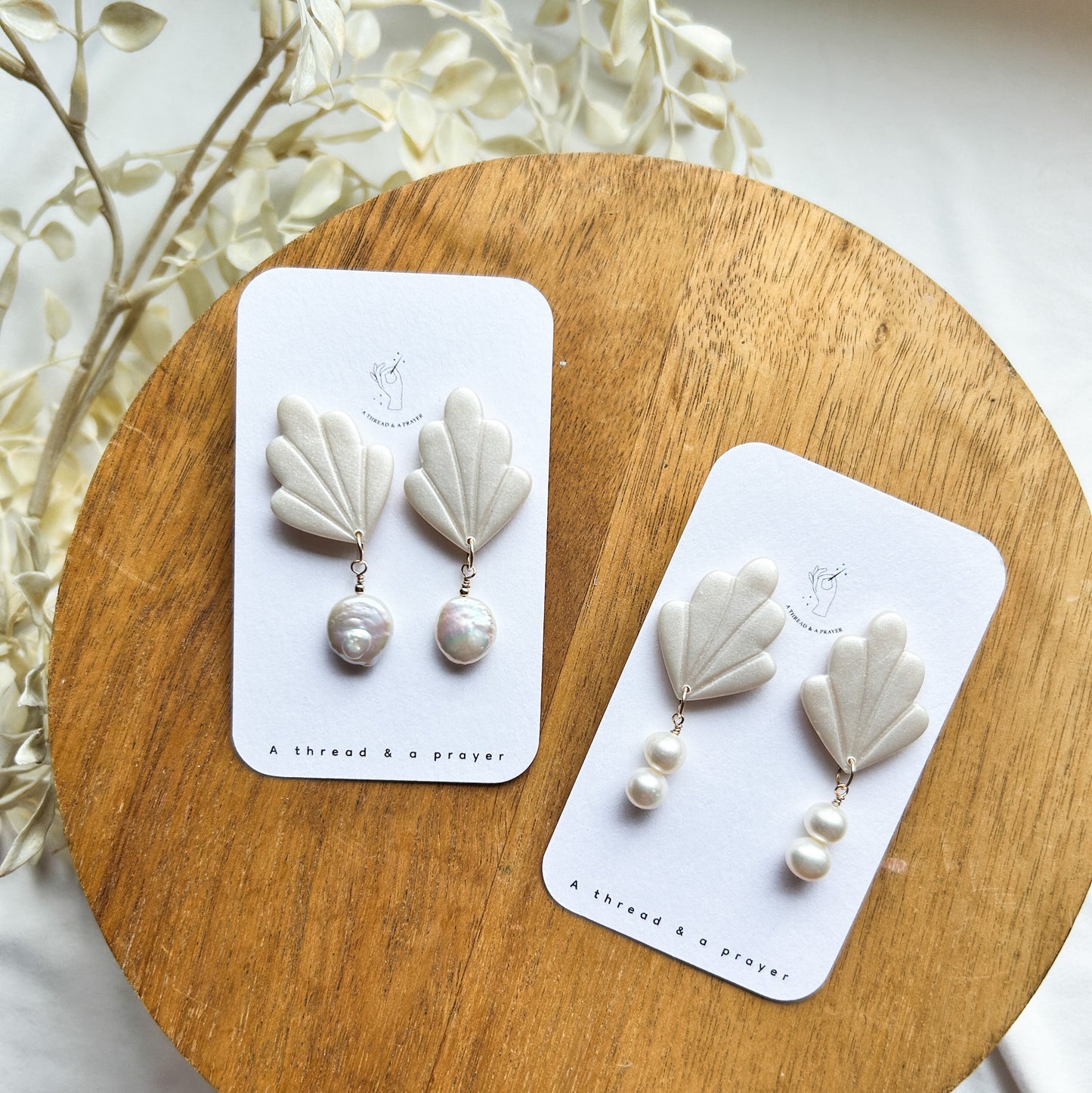 Vintage Girlie Pearl and Clay Earrings | Winter | Fall Clay Earrings | Dainty | Lightweight | Retro Style