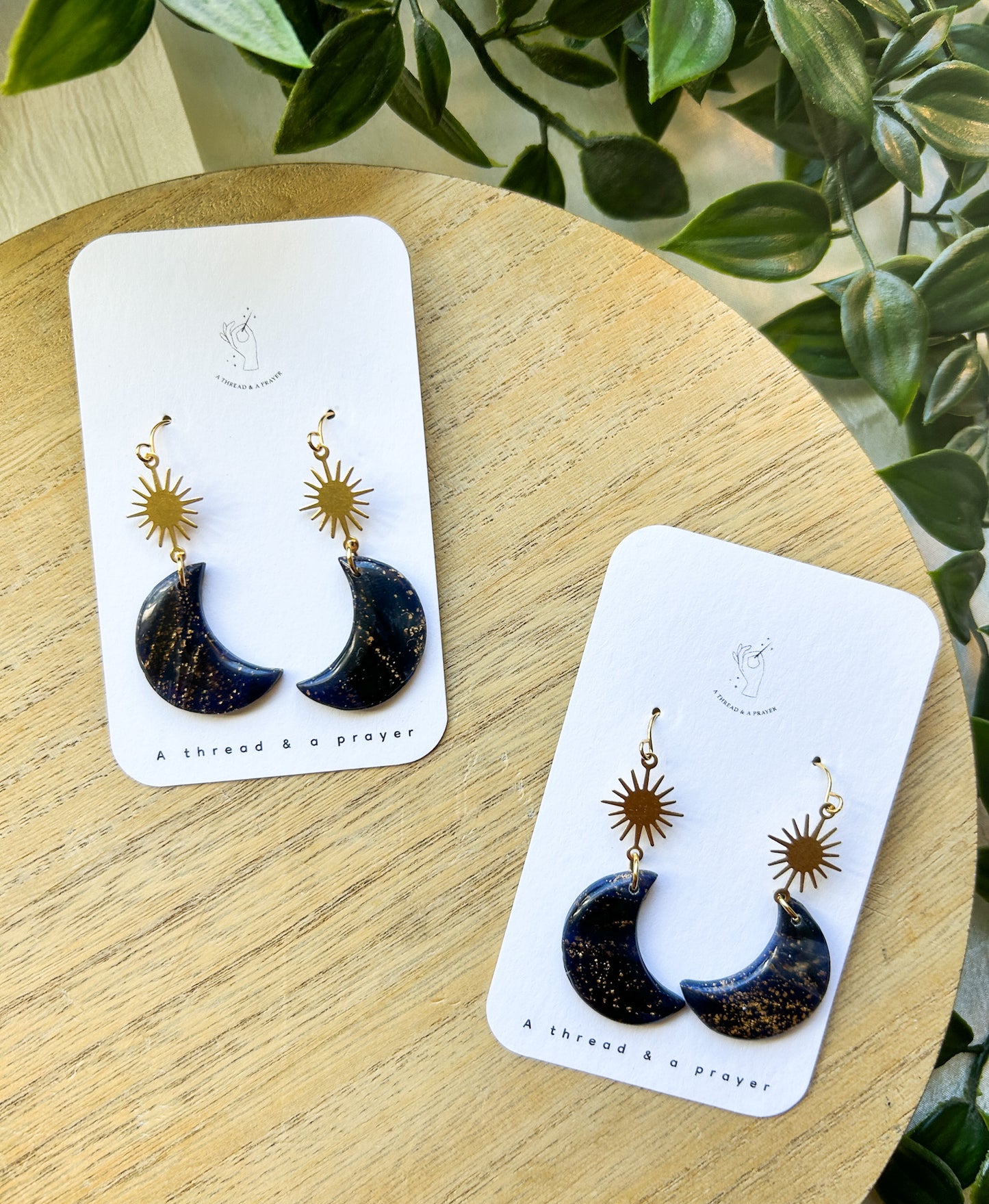Black and Gold Moon Winter Earrings | Fancy Earrings | Glitter and Shine | Resin Coated Earrings | Lightweight