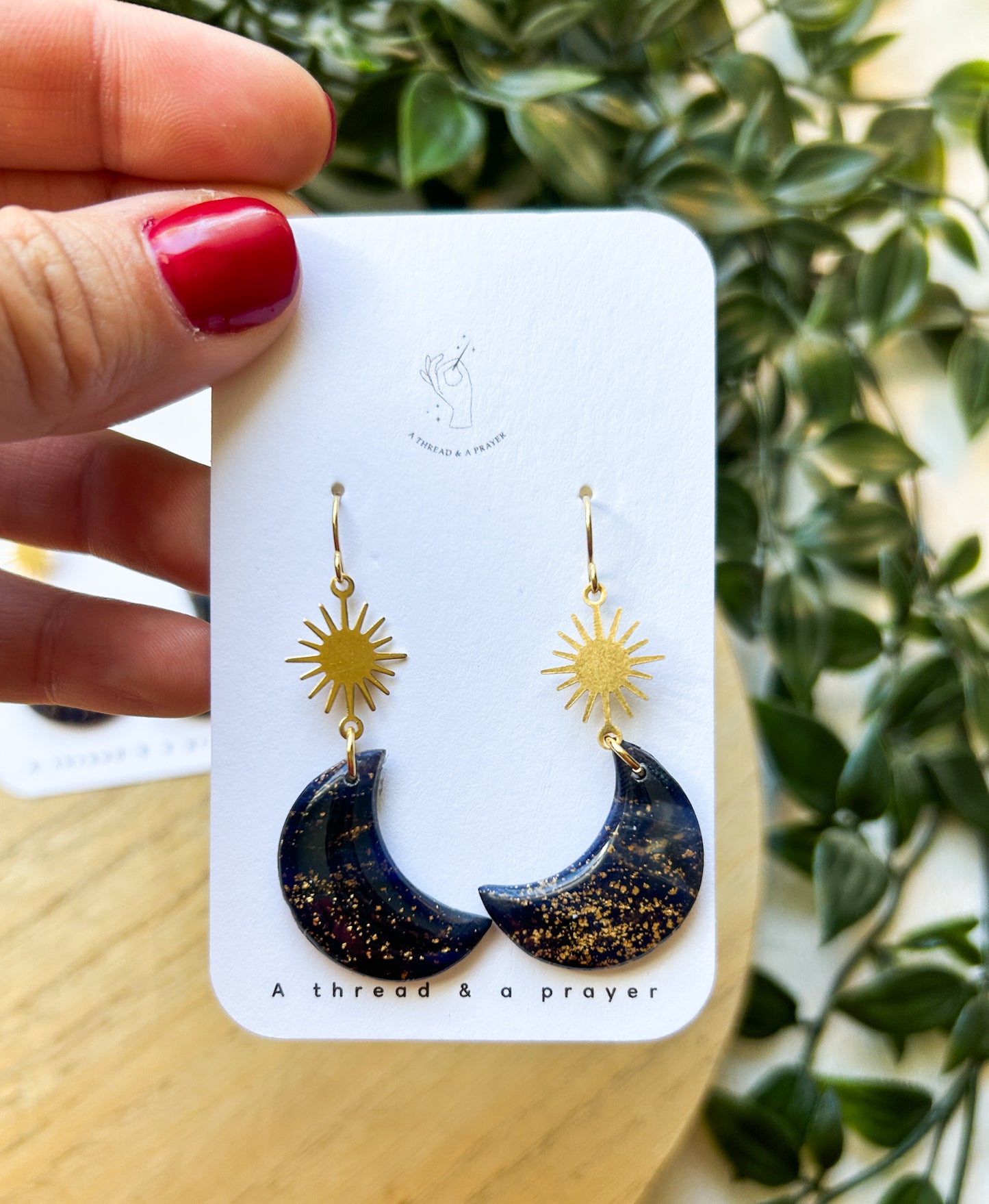 Black and Gold Moon Winter Earrings | Fancy Earrings | Glitter and Shine | Resin Coated Earrings | Lightweight