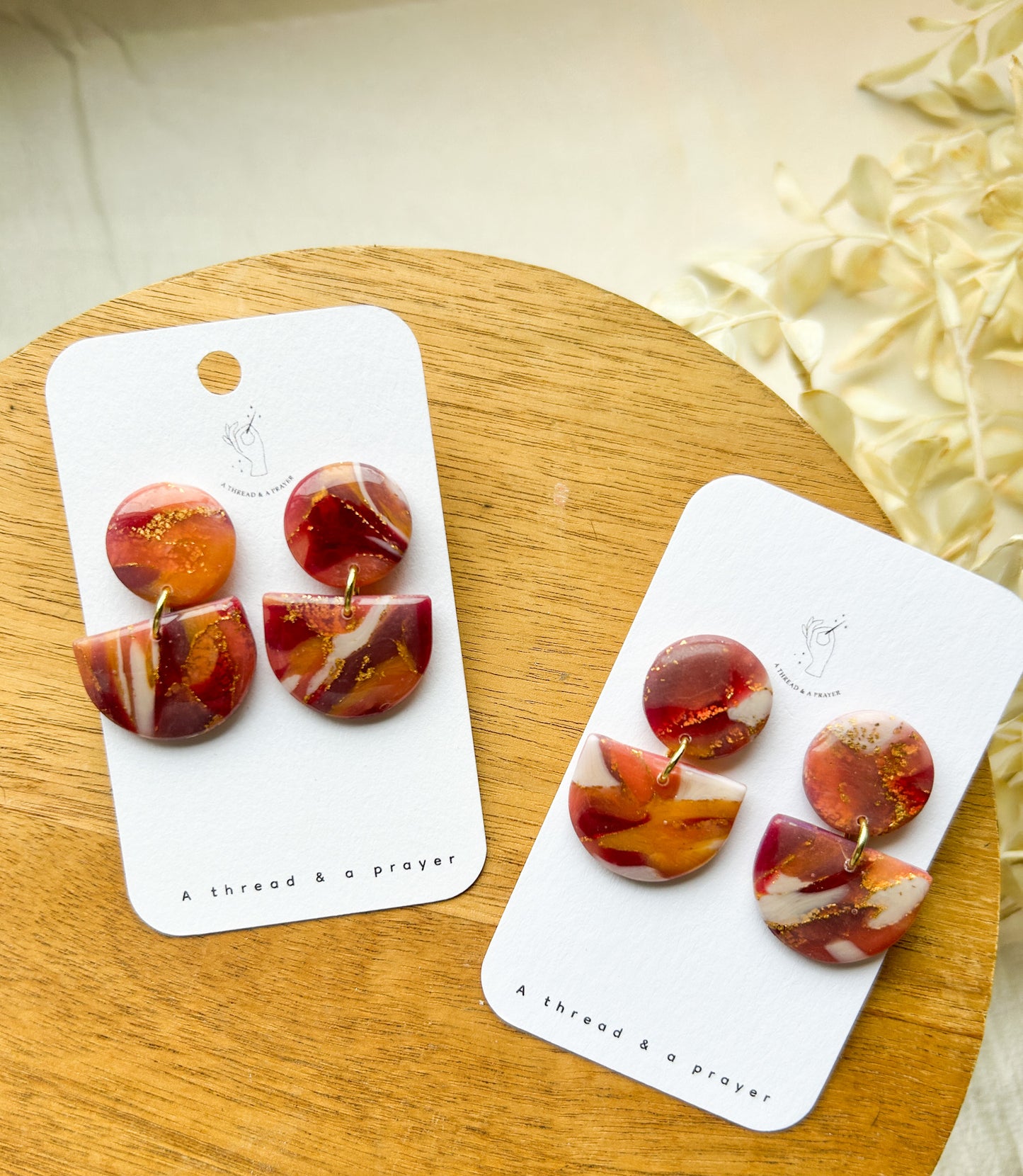 Warm and Cozy Marble Clay Earrings | Fancy Earrings | Glitter and Shine | Resin Coated Earrings | Lightweight