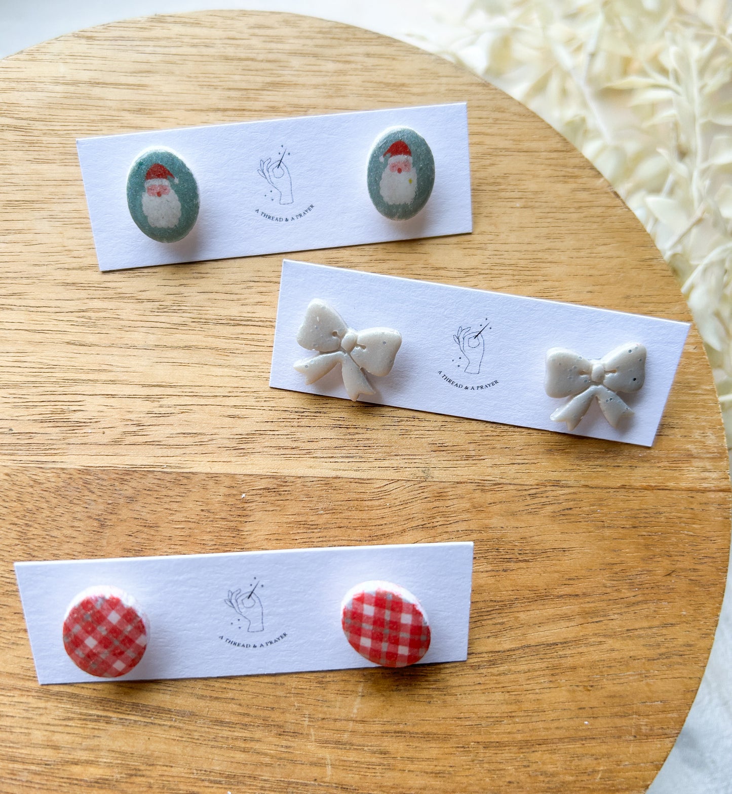 Christmas Stud Earrings | Stocking Stuffer Ideas | Santa Earrings | Plaid | Sparkle | Christmas Earrings | Lightweight