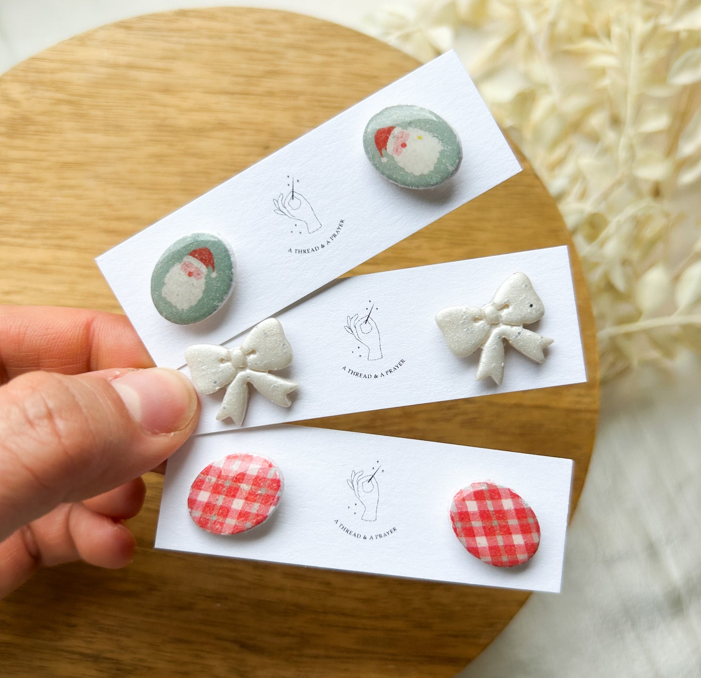 Christmas Stud Earrings | Stocking Stuffer Ideas | Santa Earrings | Plaid | Sparkle | Christmas Earrings | Lightweight