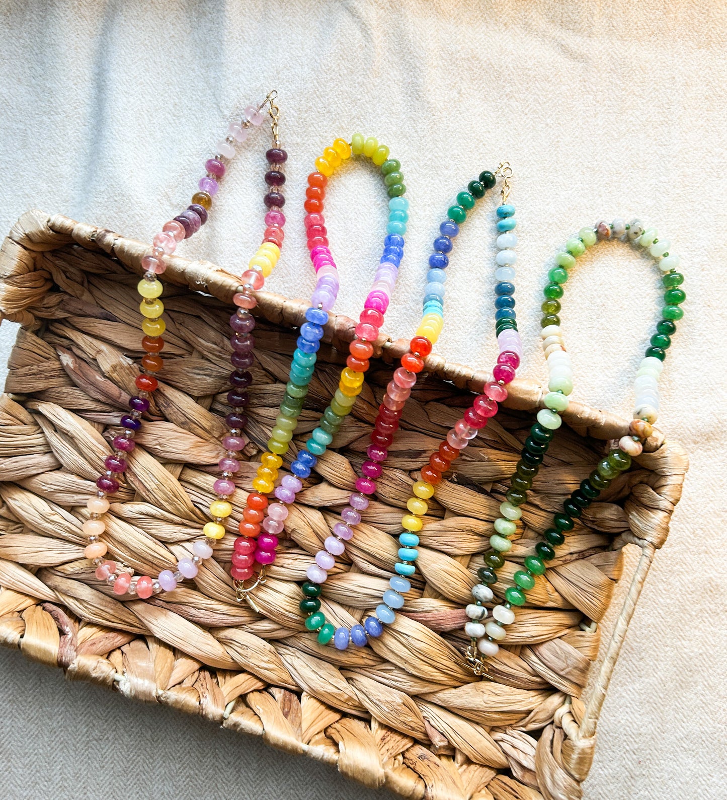 Springtime Colors Chunky Trend Necklaces | Rondelle Beads | Colorful Style | Stacking Jewelry | Layering Necklace | Spring