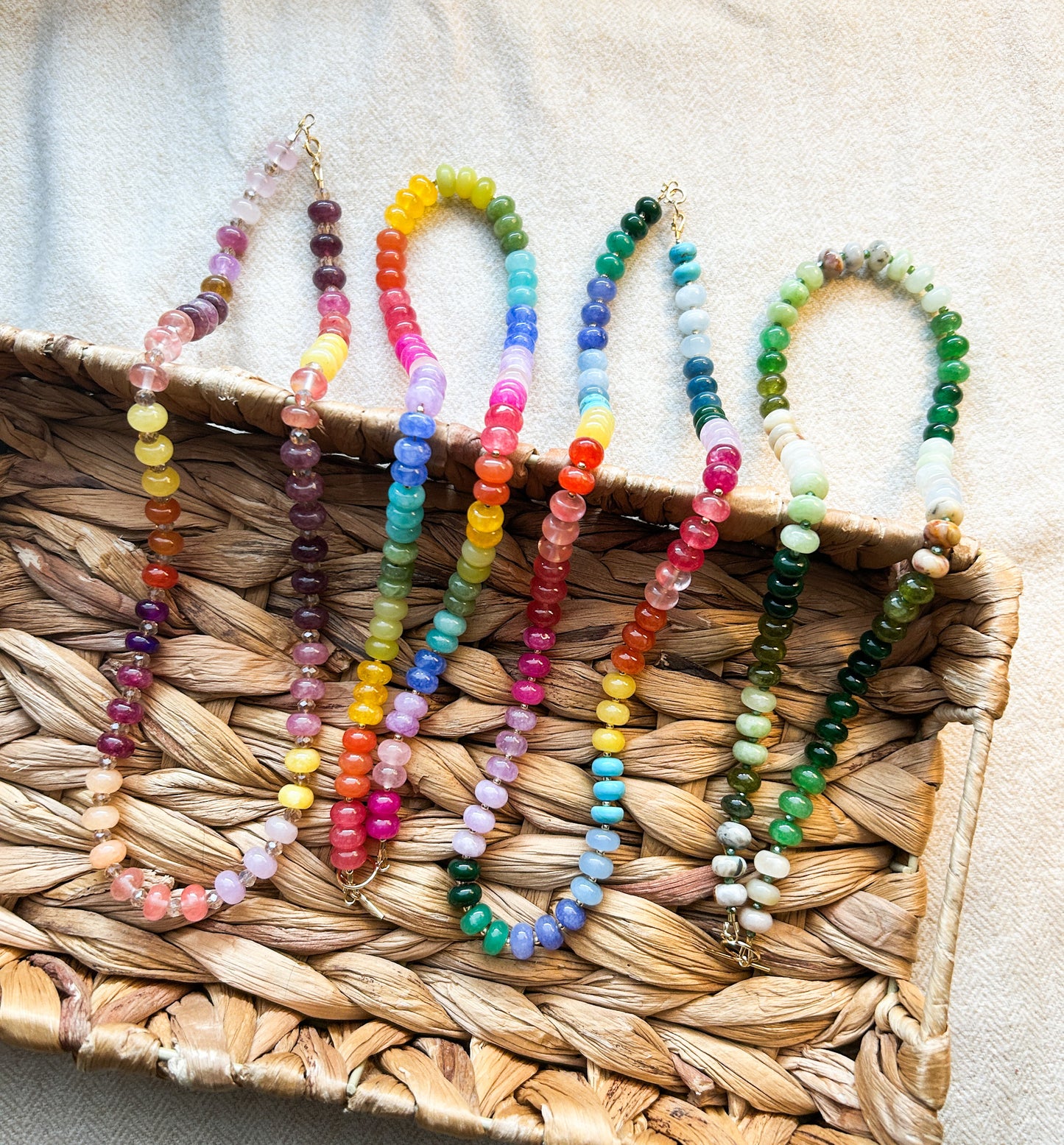 Springtime Colors Chunky Trend Necklaces | Rondelle Beads | Colorful Style | Stacking Jewelry | Layering Necklace | Spring