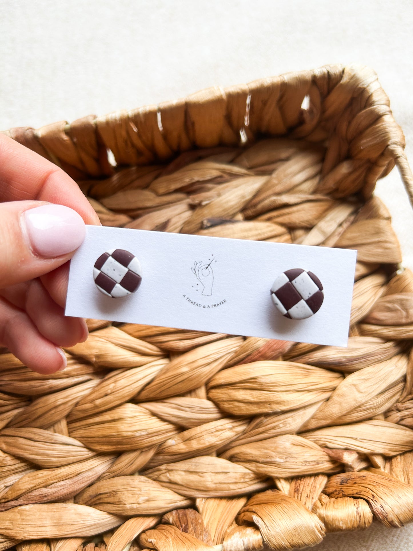 Heart Stud Earrings | Checkered Studs | Valentine's Day | Stud Earrings | Titanium | Hypoallergenic | Winter Color Earrings | Glitter | Lightweight