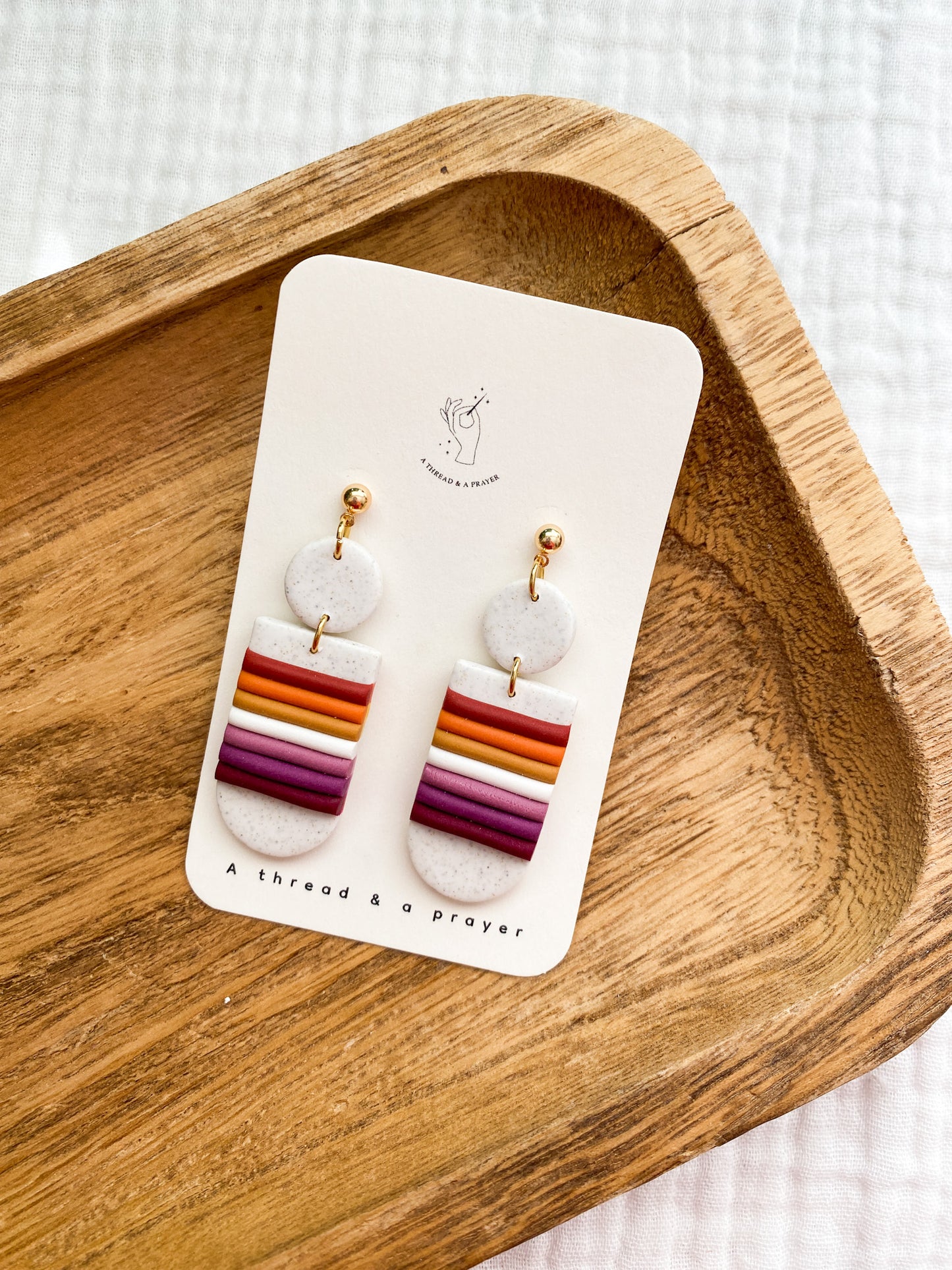Lesbian Flag Polymer Clay Pride Earrings | Pride Month | Queer Earrings | Rainbow Colors | Dangle Earrings