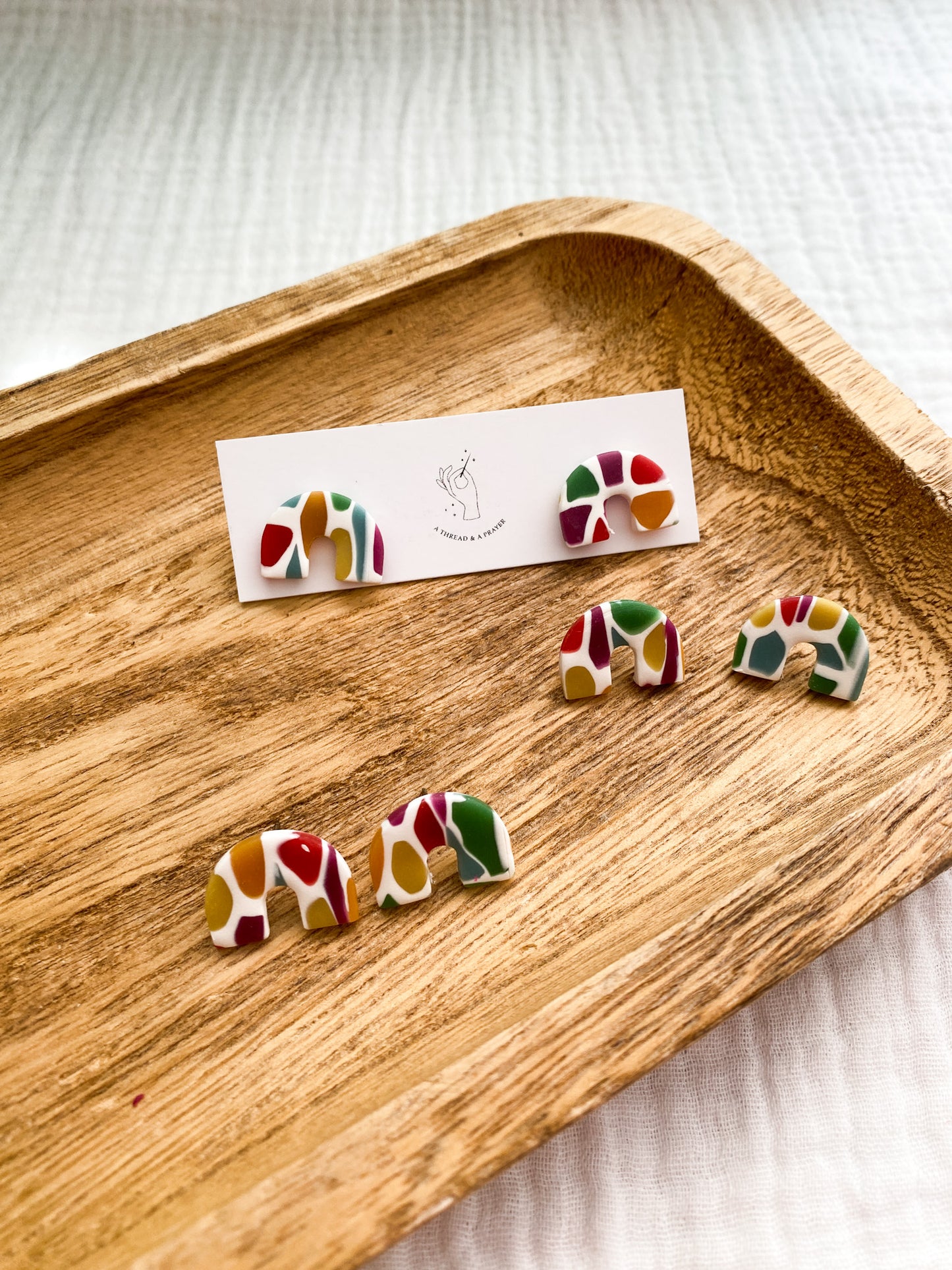 Mini Arch Rainbow Style Pride Earrings | Fun and Pride Earrings | Stud Earrings | Celebrate Pride Month | Cute Earrings | Clay Earrings