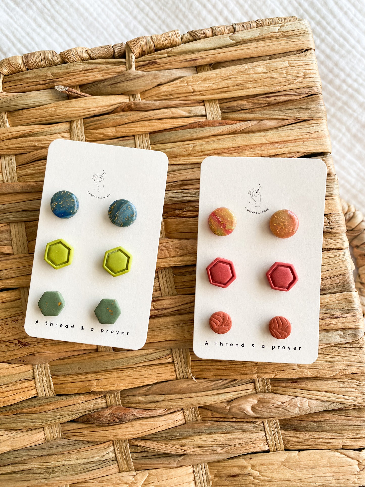 Neon and Funky Stud Pack Earrings | Summer Clay Stud Earrings | Polymer Clay Studs | Lightweight Earrings