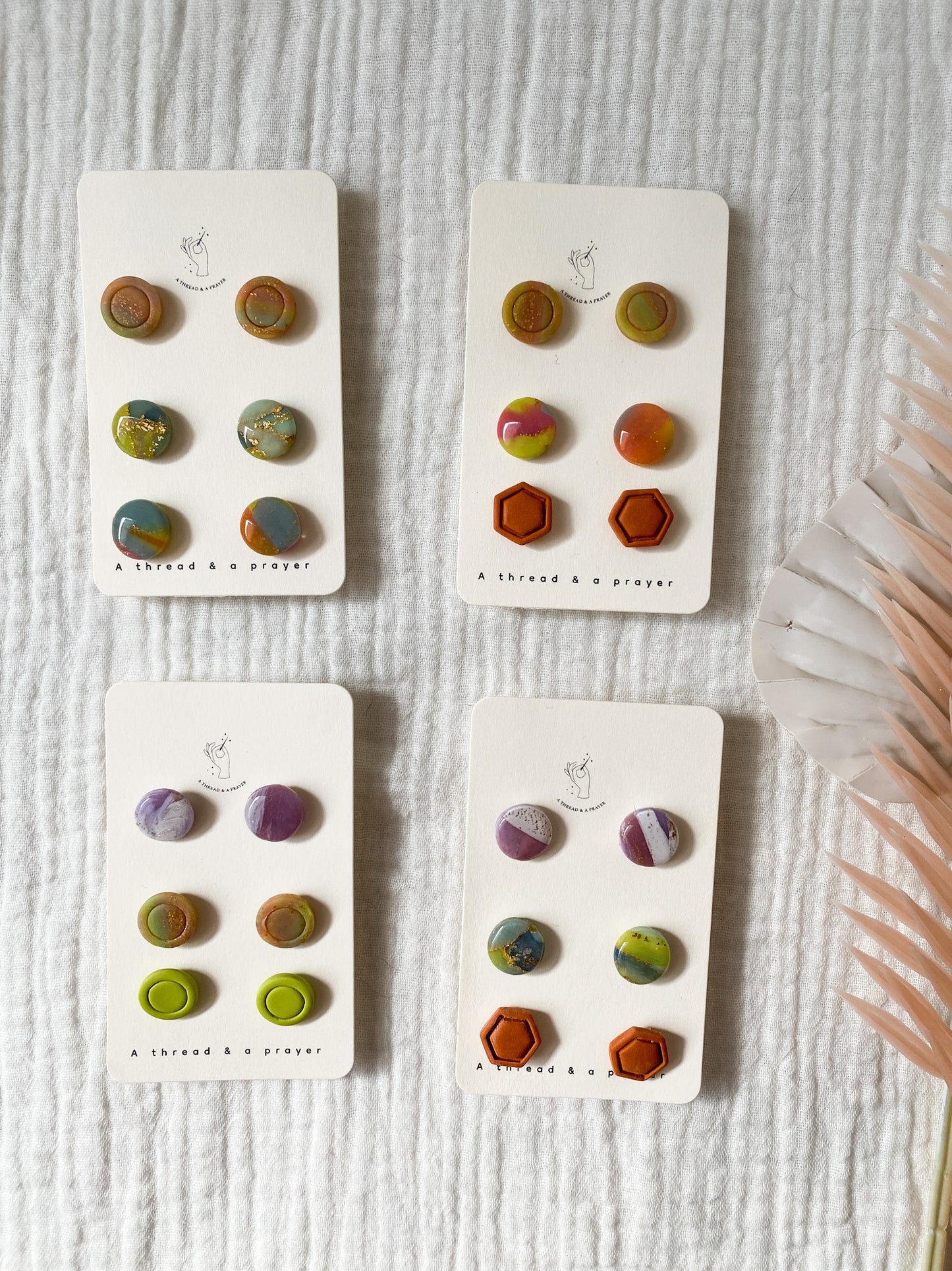 Variety Stud Pack Neon Clay Earrings | Summer Clay Stud Earrings | Polymer Clay Studs | Lightweight Earrings