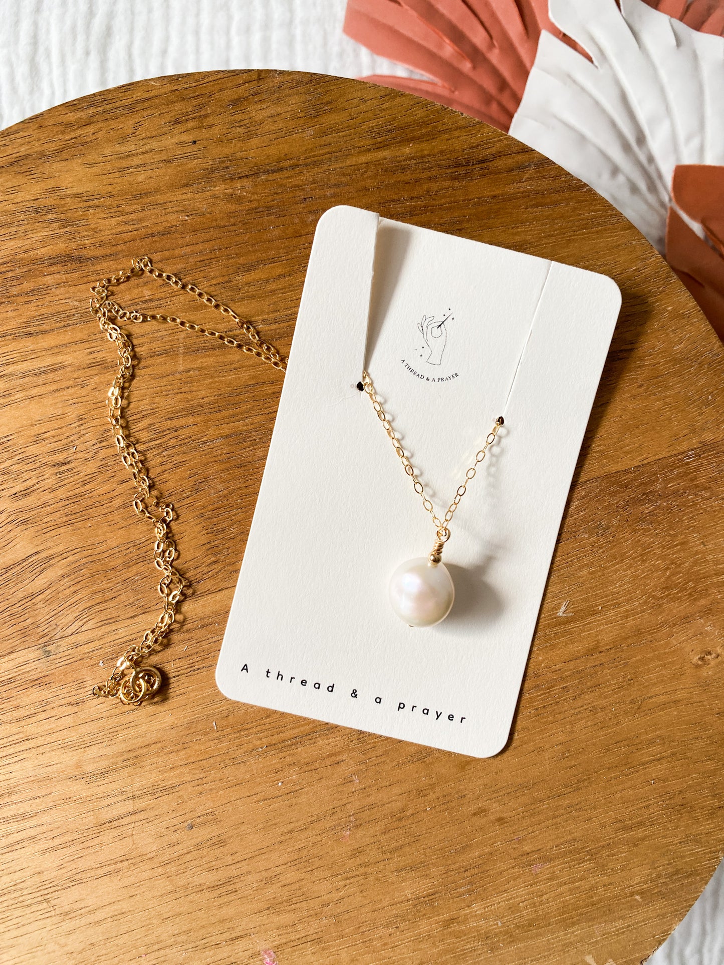 Chunky Coin Pearl Drop Necklace | Freshwater Pearls | Gold Fill Necklace | 18 inch Chain