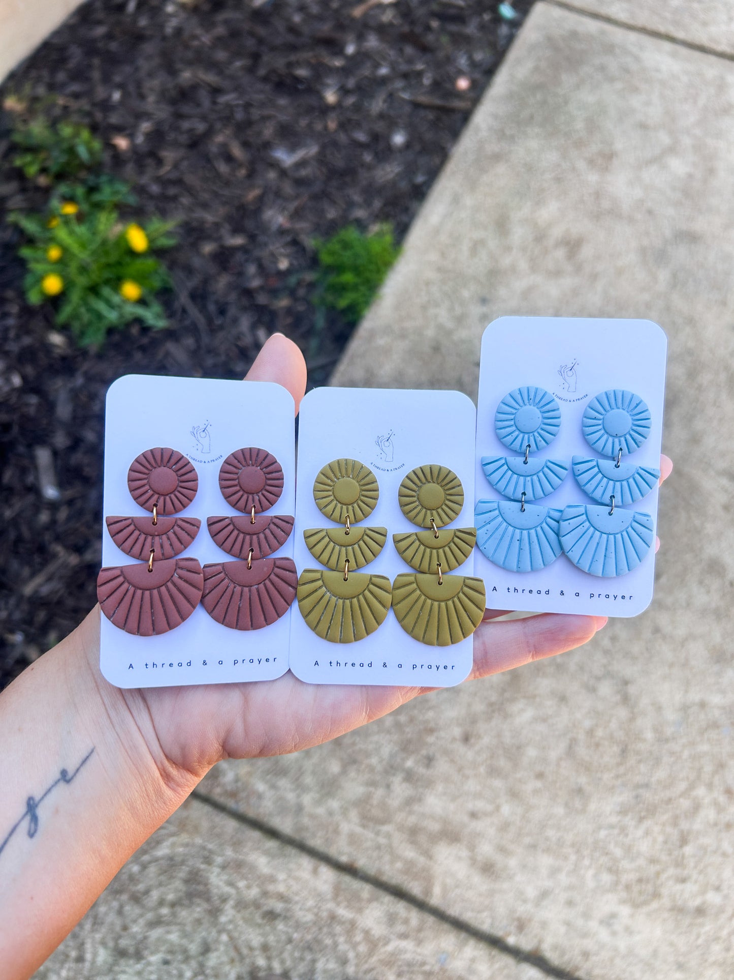 Make a Statement Boho Embossed Clay Earrings | Neutral Earrings | Summer Styles