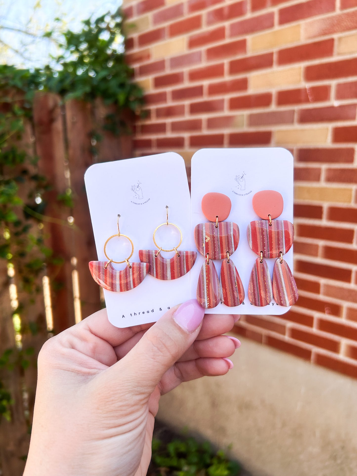 Retro Vibes Striped Coral Clay Earrings | Summer Fashion | Resin Earrings | Statement Earrings | Lightweight