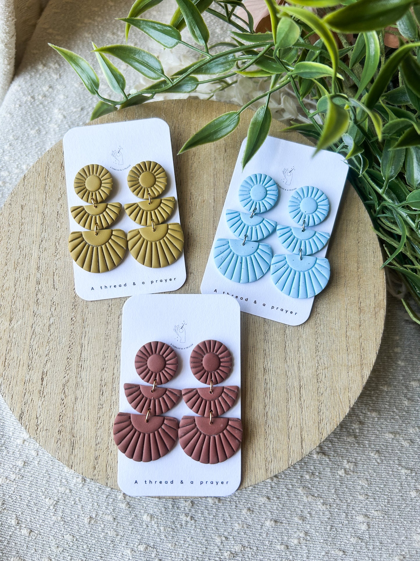 Make a Statement Boho Embossed Clay Earrings | Neutral Earrings | Summer Styles