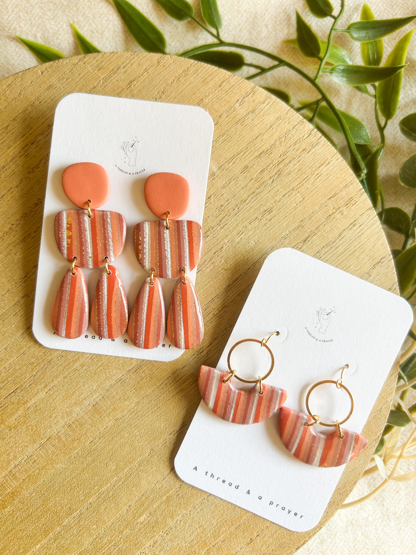 Retro Vibes Striped Coral Clay Earrings | Summer Fashion | Resin Earrings | Statement Earrings | Lightweight