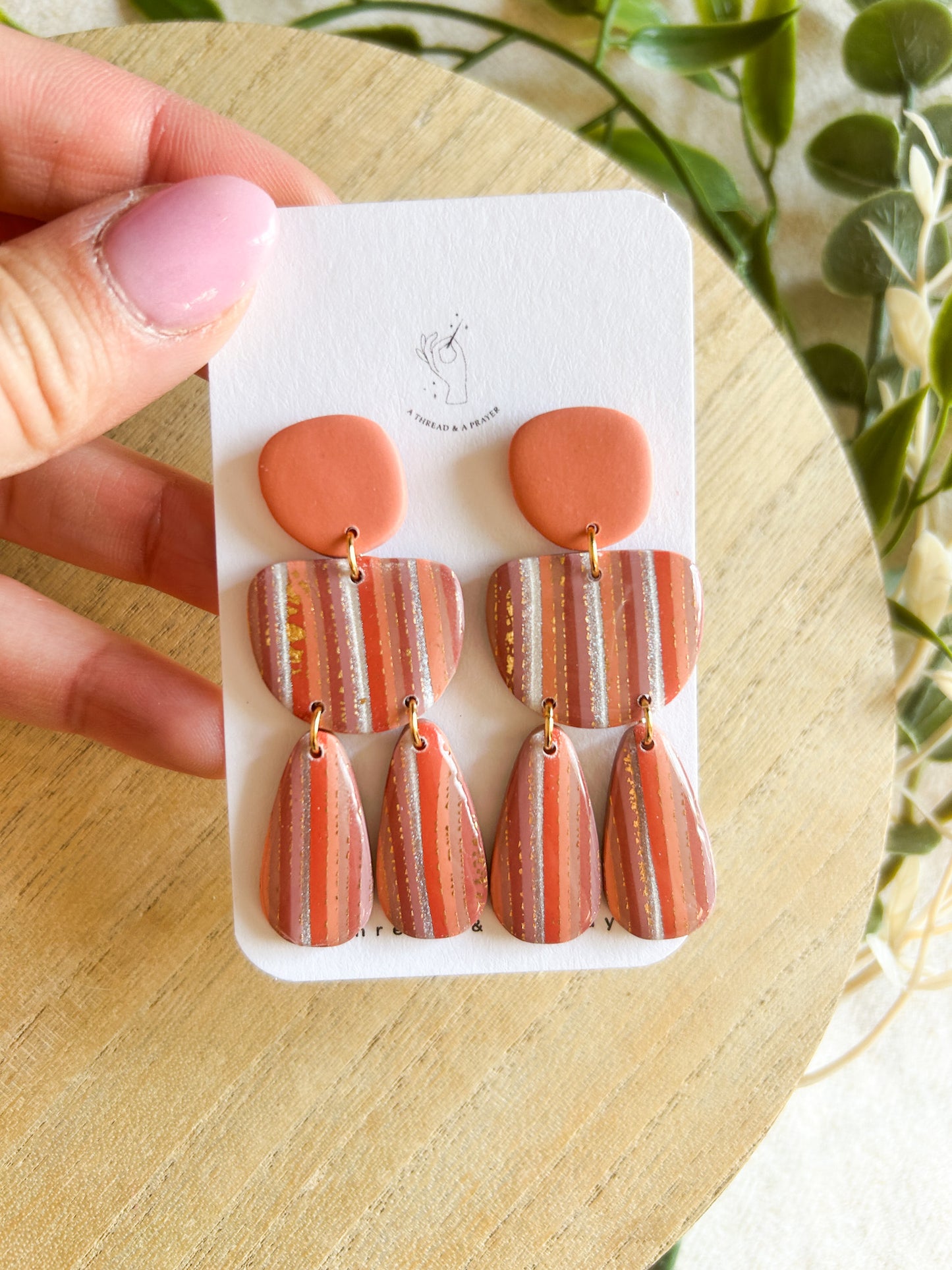 Retro Vibes Striped Coral Clay Earrings | Summer Fashion | Resin Earrings | Statement Earrings | Lightweight