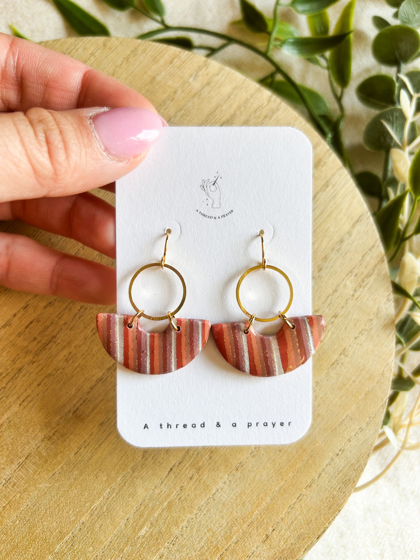 Retro Vibes Striped Coral Clay Earrings | Summer Fashion | Resin Earrings | Statement Earrings | Lightweight