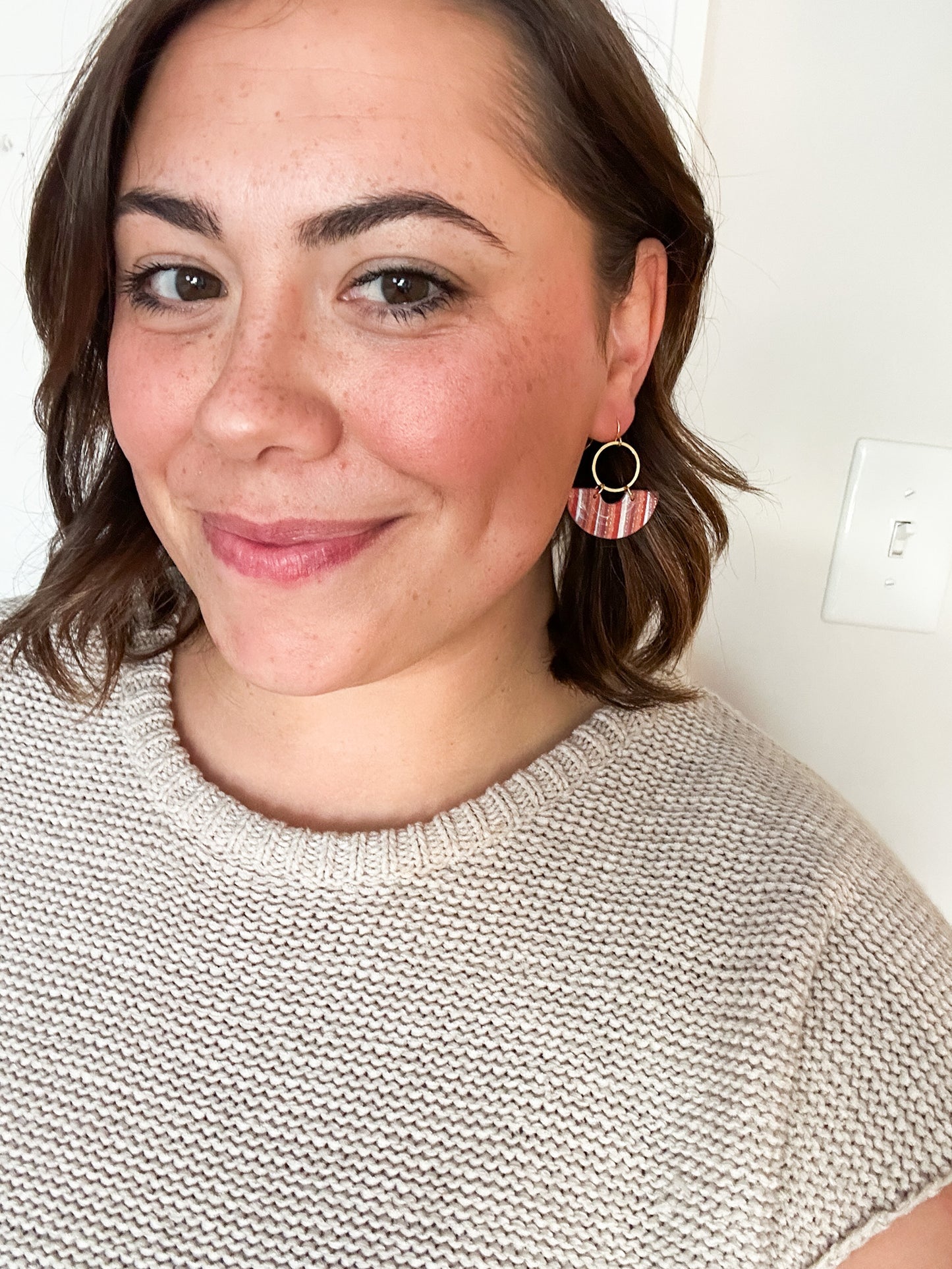 Retro Vibes Striped Coral Clay Earrings | Summer Fashion | Resin Earrings | Statement Earrings | Lightweight