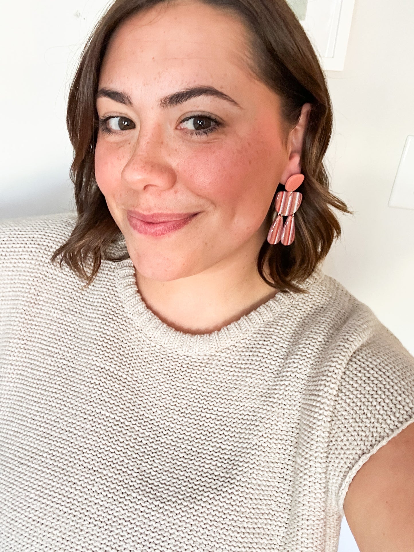 Retro Vibes Striped Coral Clay Earrings | Summer Fashion | Resin Earrings | Statement Earrings | Lightweight