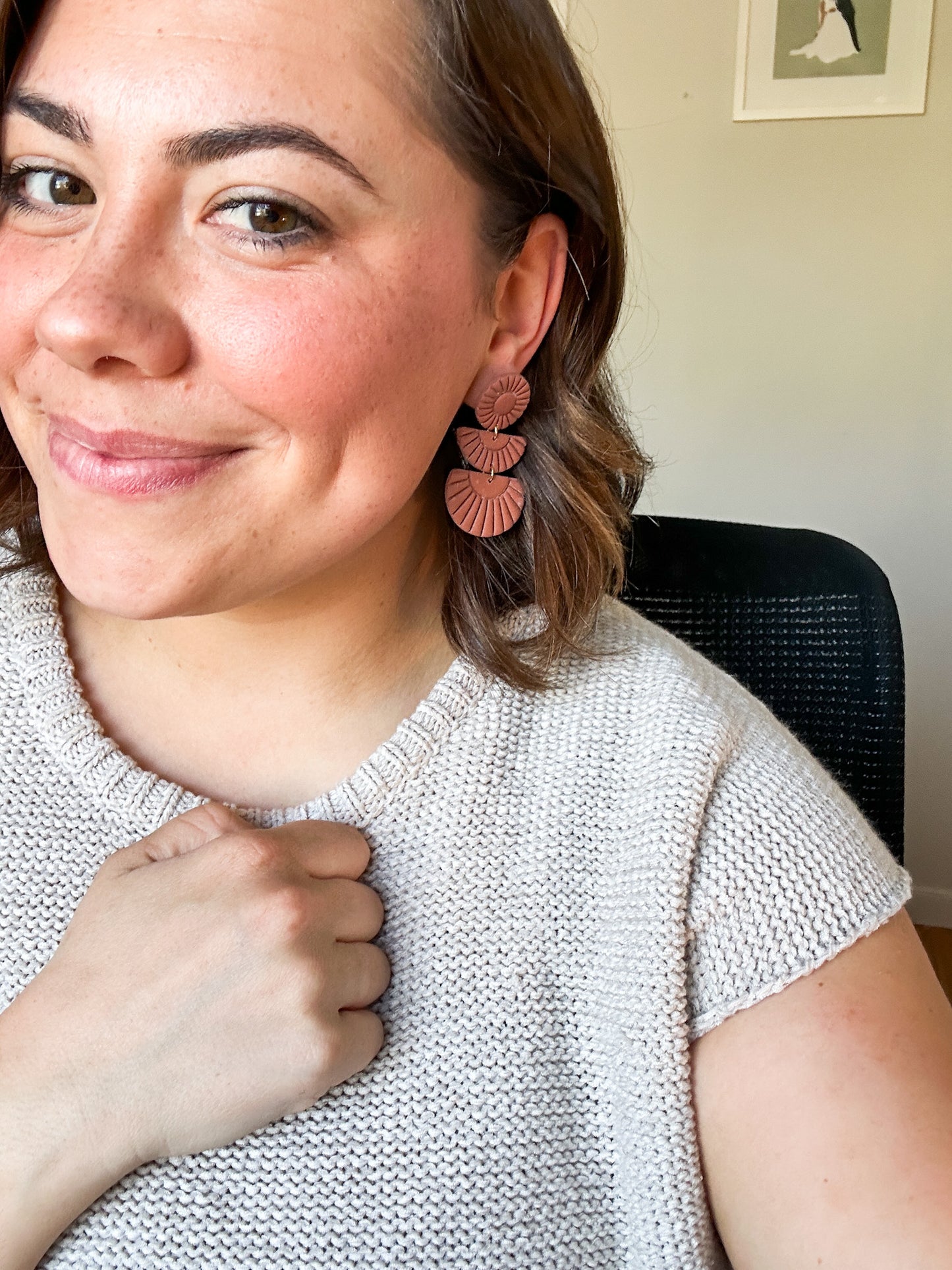 Make a Statement Boho Embossed Clay Earrings | Neutral Earrings | Summer Styles
