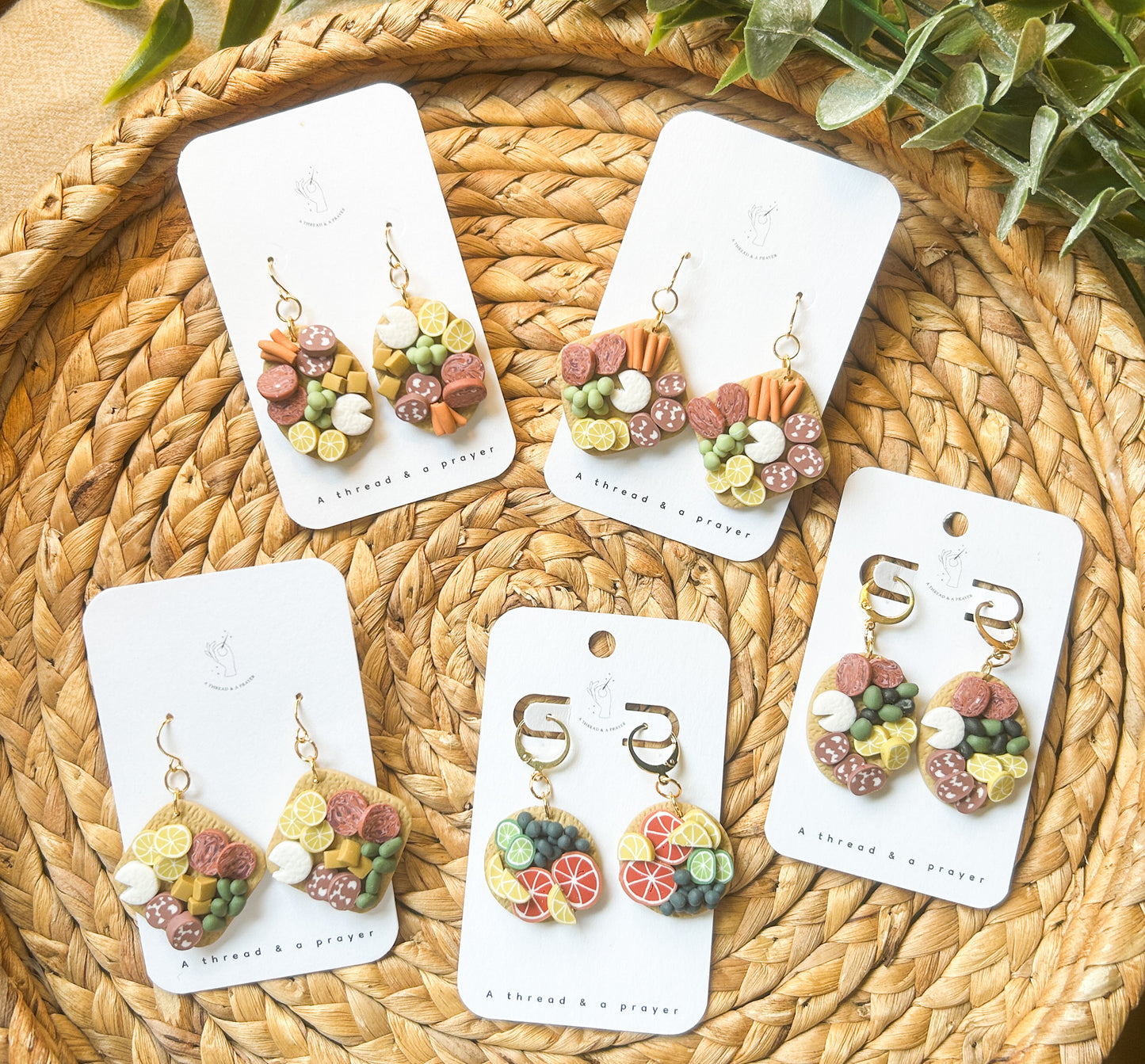 Mini Charcuterie Earrings | Girl Dinner Earrings | Wine Club | Book Club | Foodie Earrings